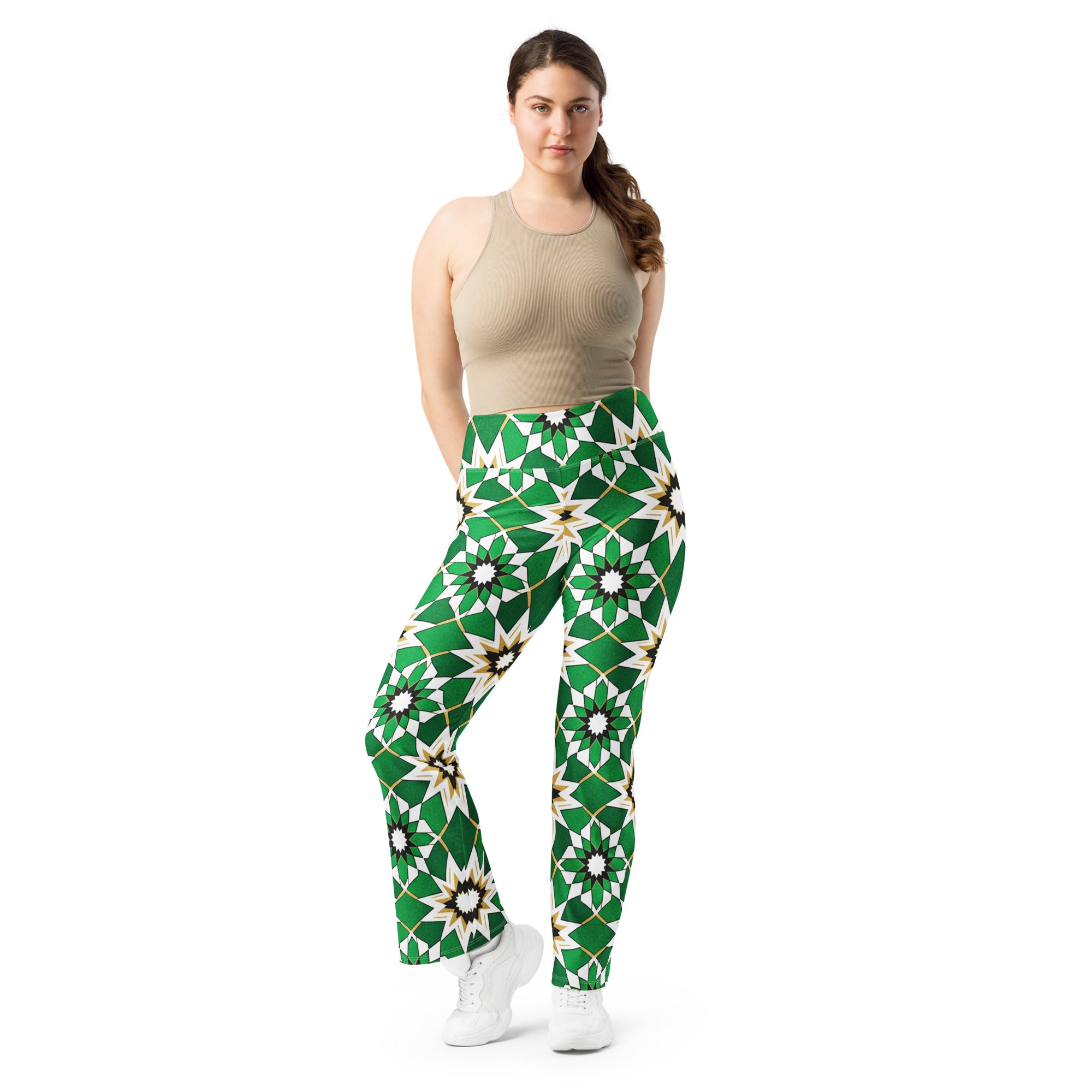 Zellige Emerald Gold Flare Leggings | GearBunch