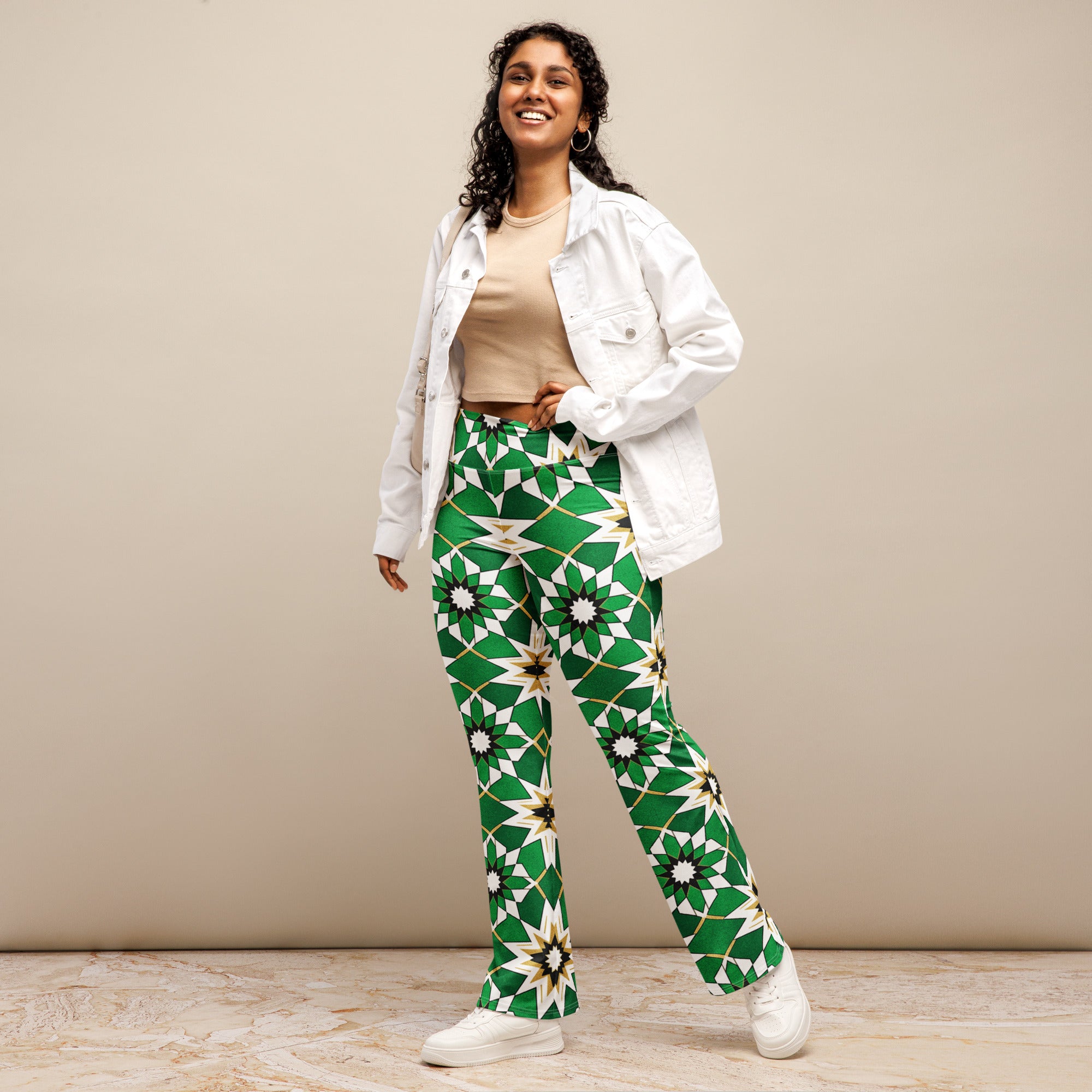 Zellige Emerald Gold Flare Leggings | GearBunch