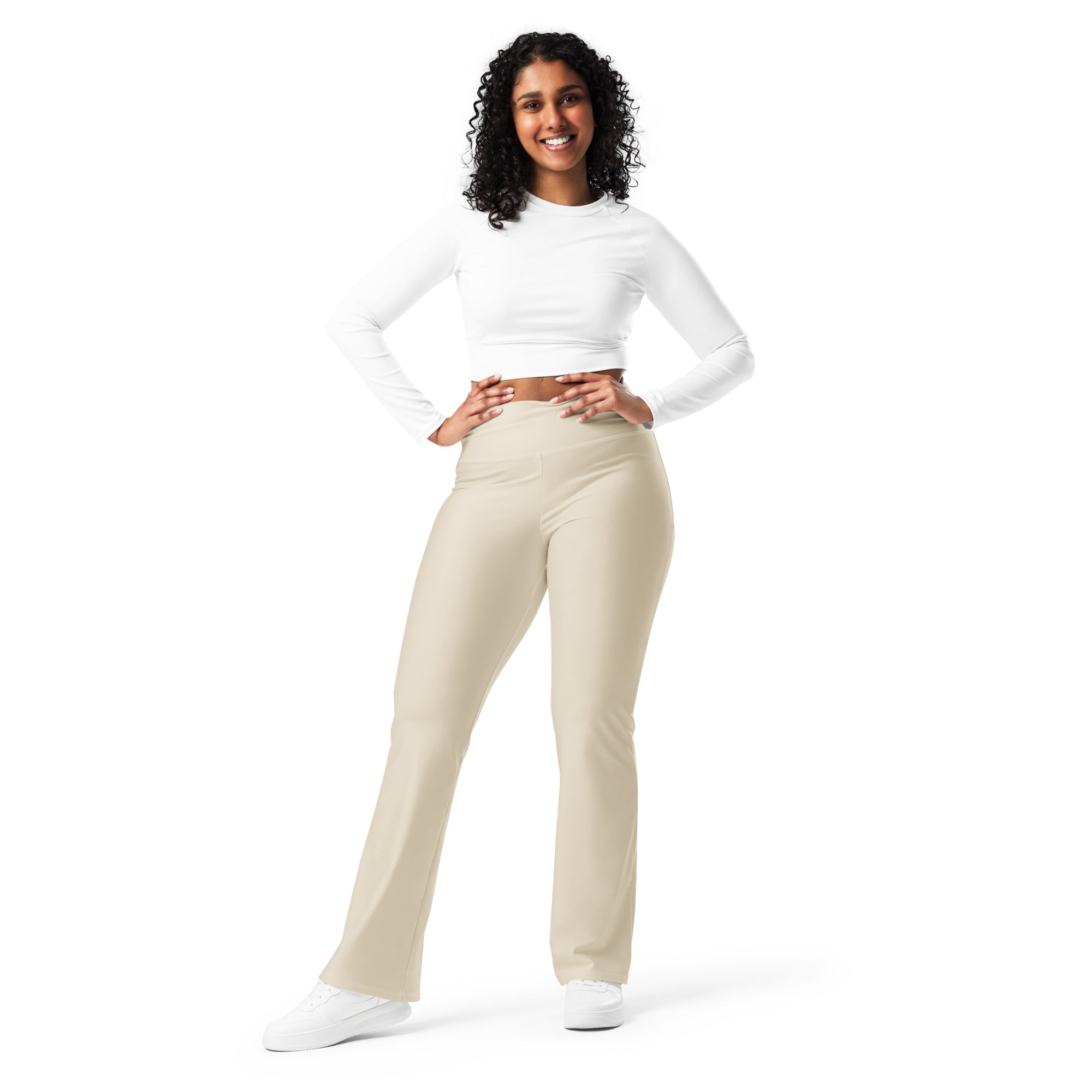Solid Oatmeal Flare Leggings | GearBunch