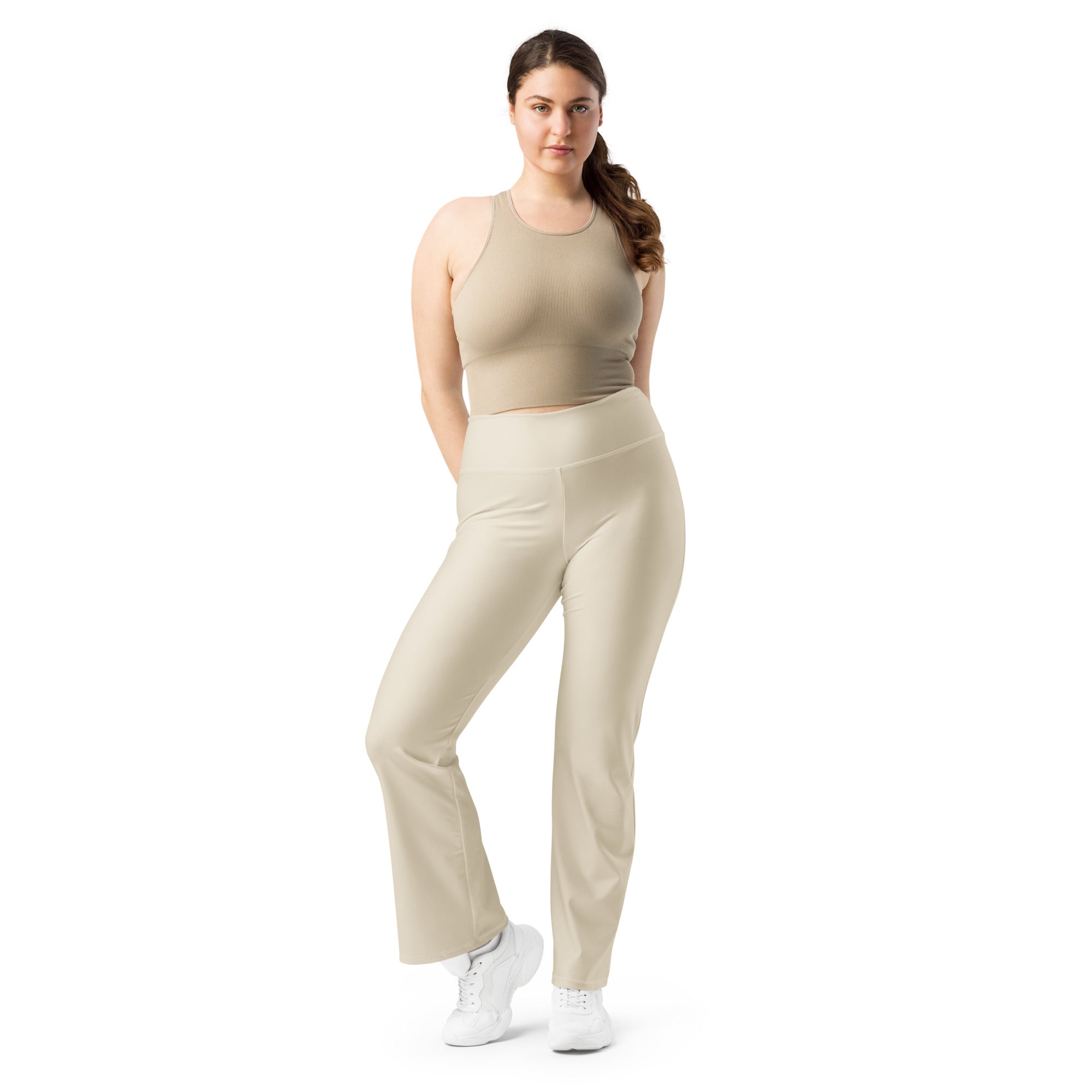 Solid Oatmeal Flare Leggings | GearBunch