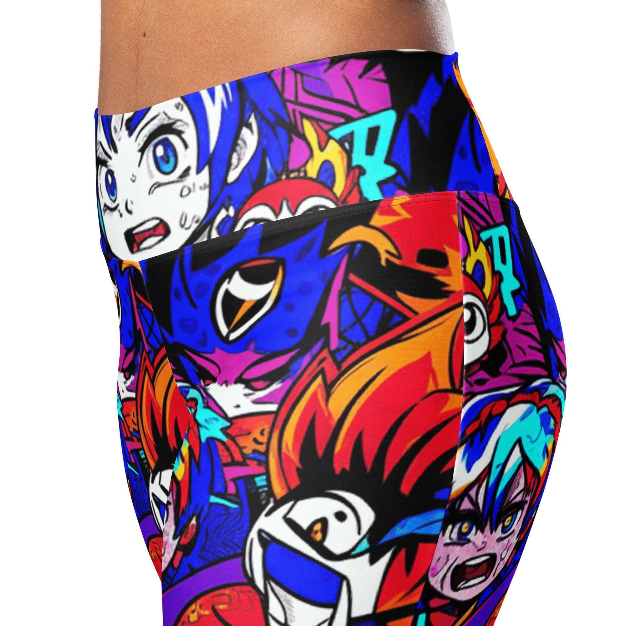 Anime Collage Dark Shonen Flare Leggings | GearBunch