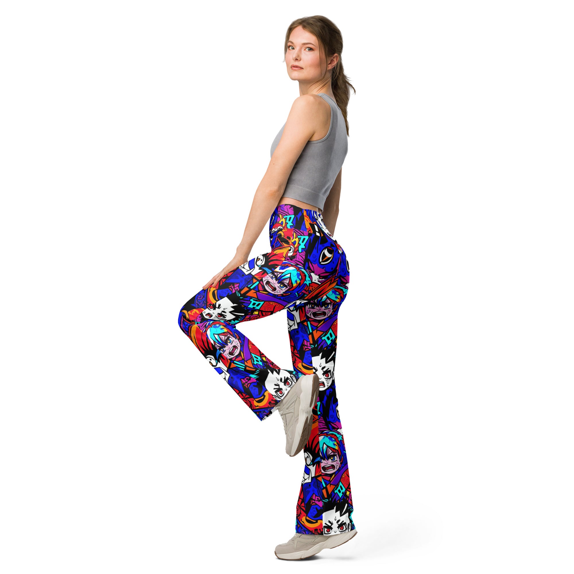 Anime Collage Dark Shonen Flare Leggings | GearBunch