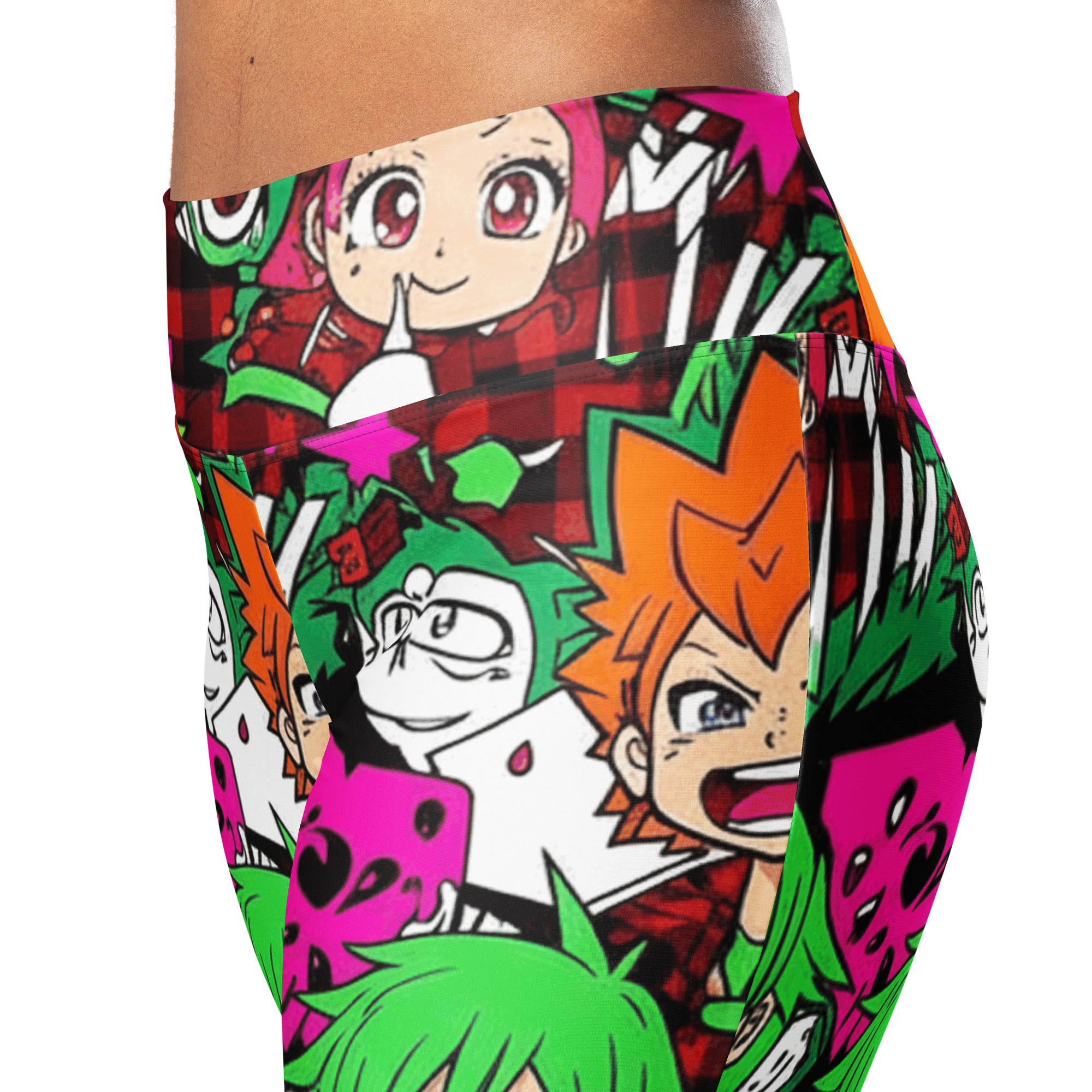 Anime Collage Flare Leggings | GearBunch