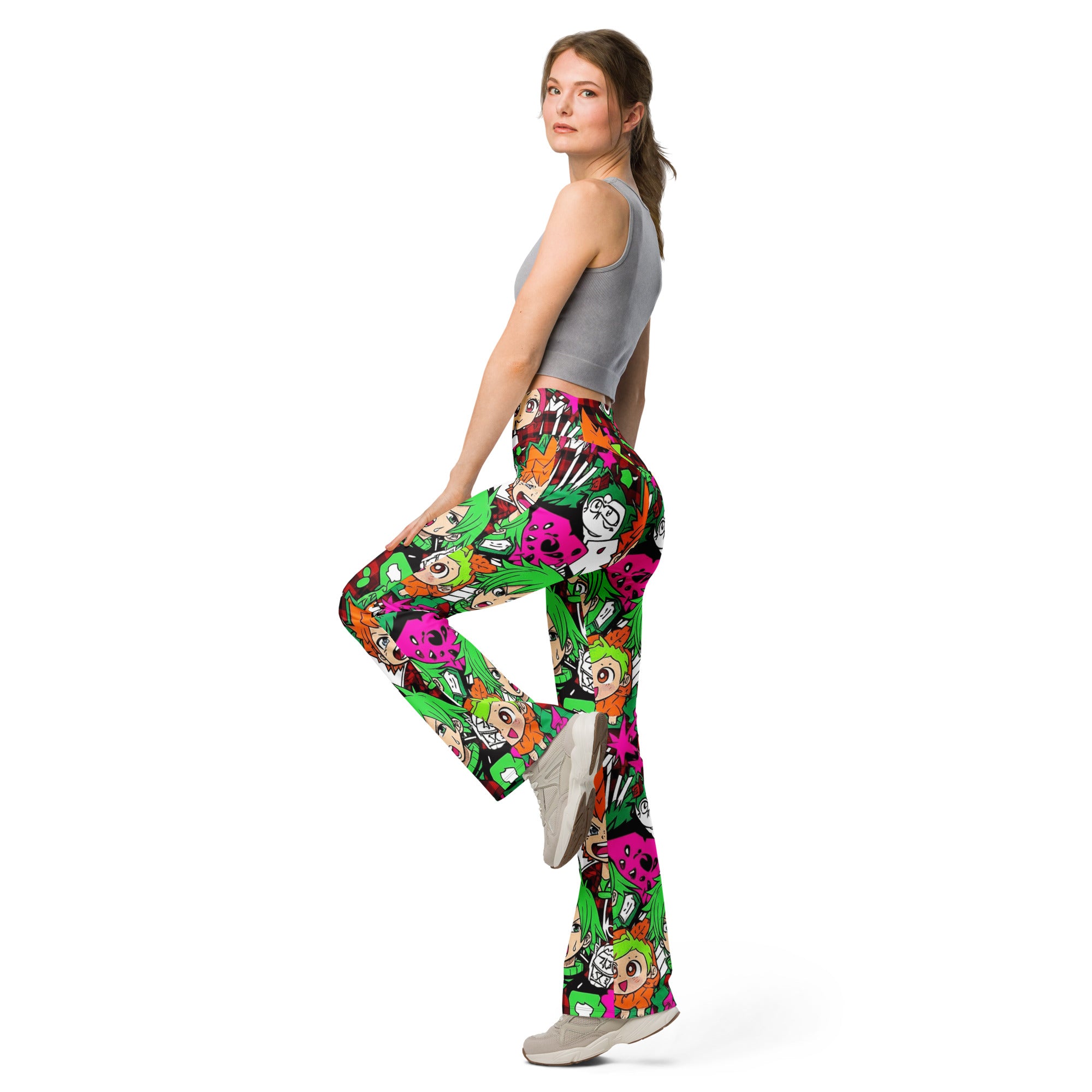 Anime Collage Flare Leggings | GearBunch