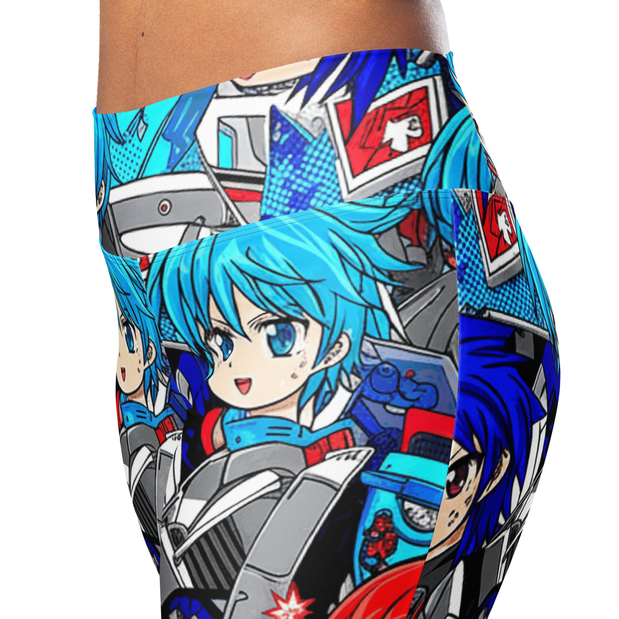 Anime Collage Mecha Pilot Flare Leggings | GearBunch