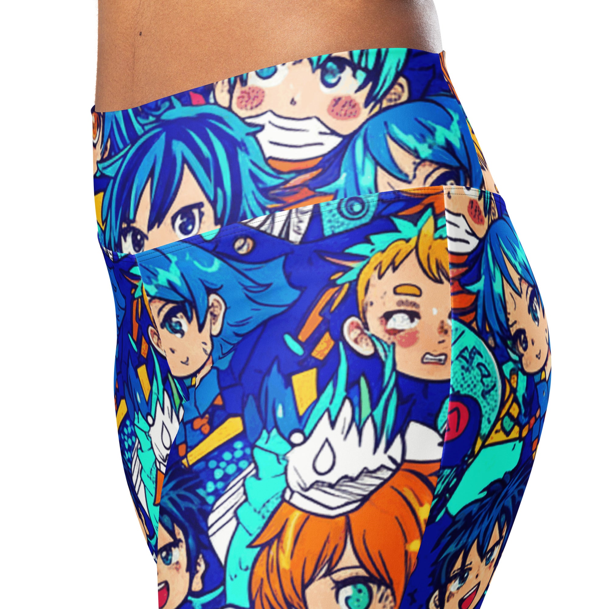 Anime Ocean Wave Flare Leggings | GearBunch