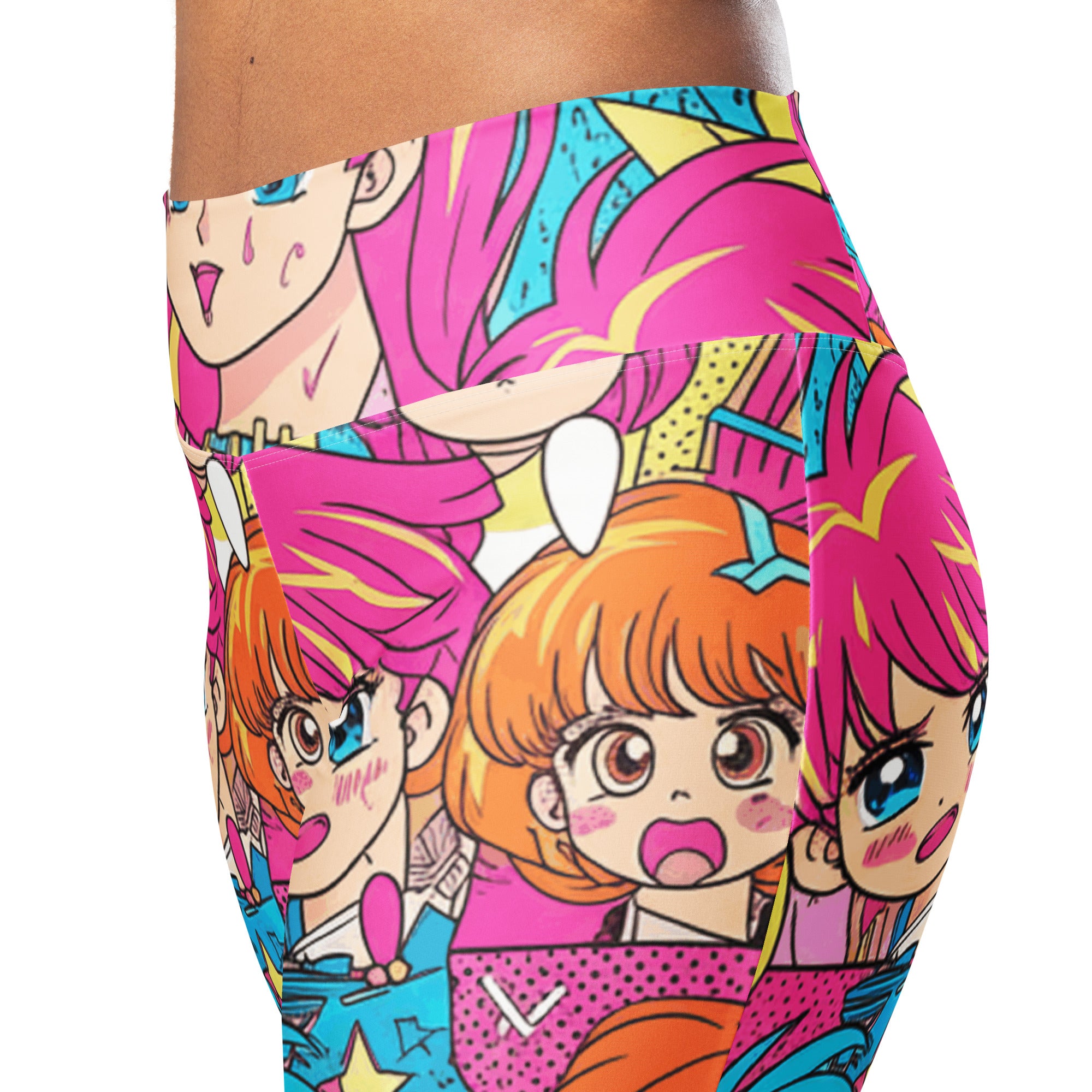 Anime Collage Retro Shojo Flare Leggings | GearBunch