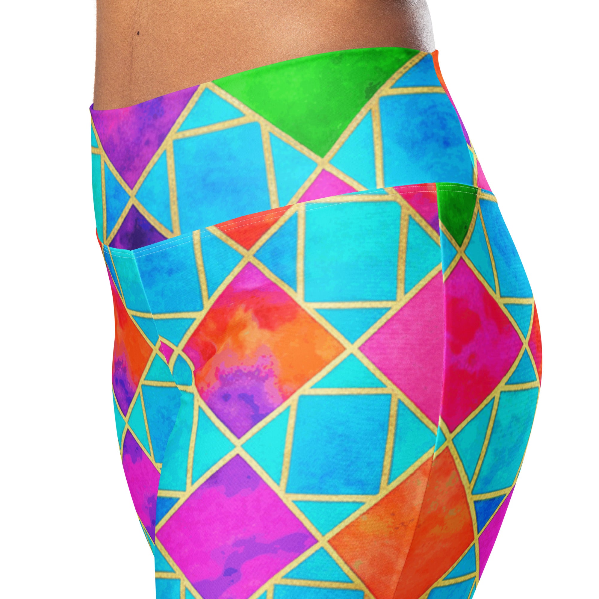 Arabic Watercolour Festival Flare Leggings | GearBunch
