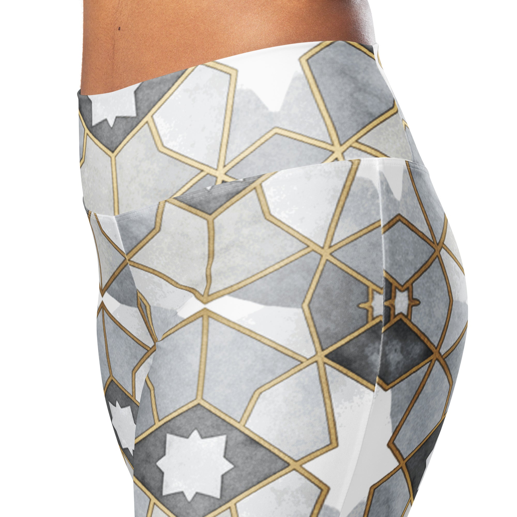 Arabic Watercolour Monochrome Luxe Flare Leggings | GearBunch
