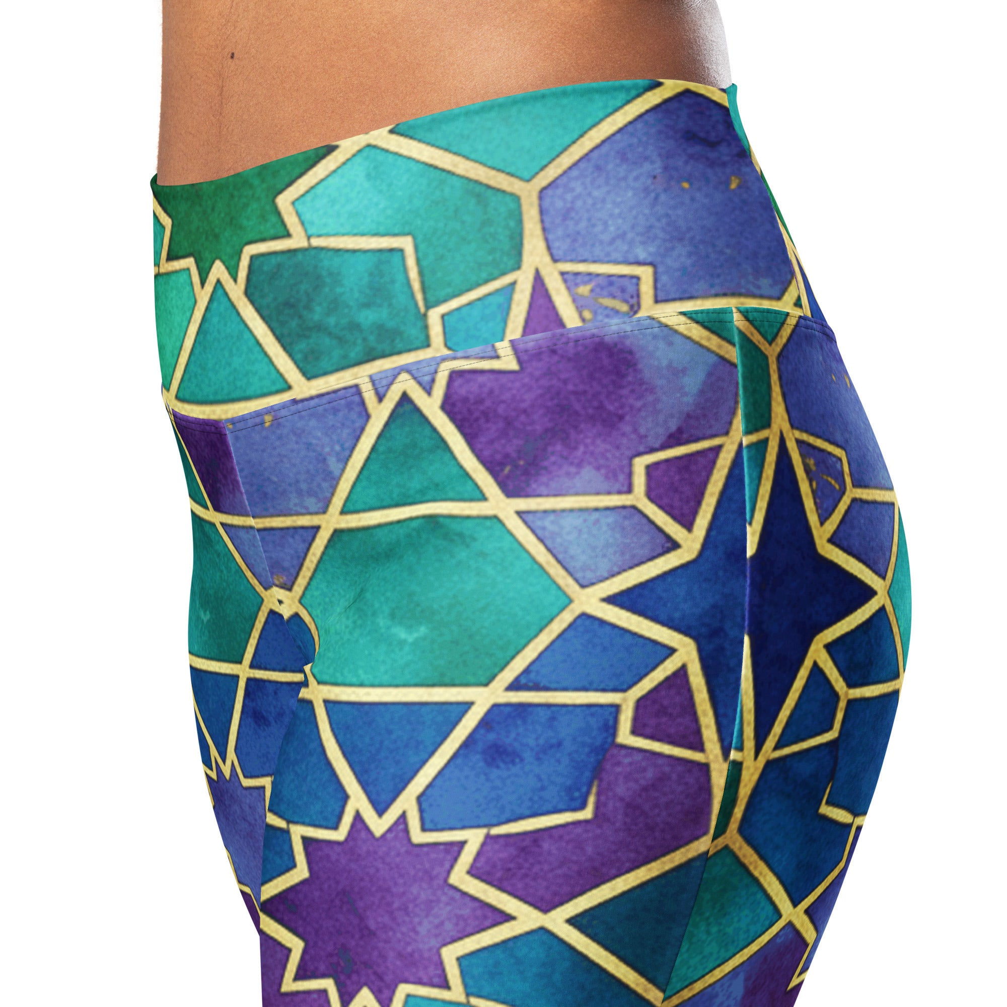 Arabic Peacock Plume Flare Leggings | GearBunch