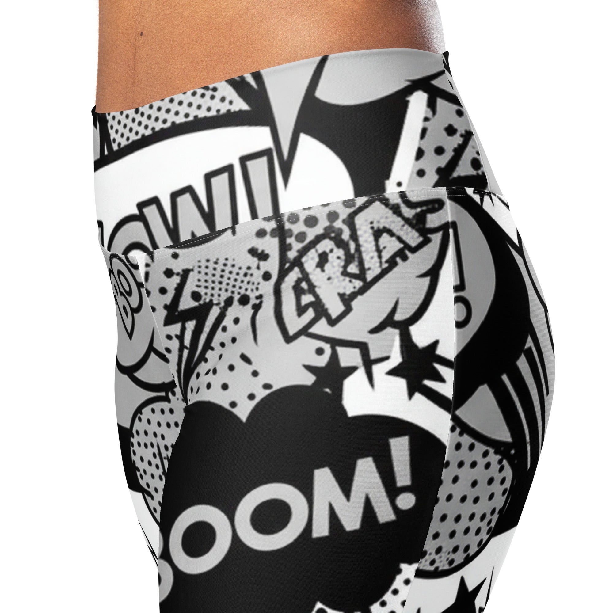 Comic Pop Monochrome Flare Leggings | GearBunch