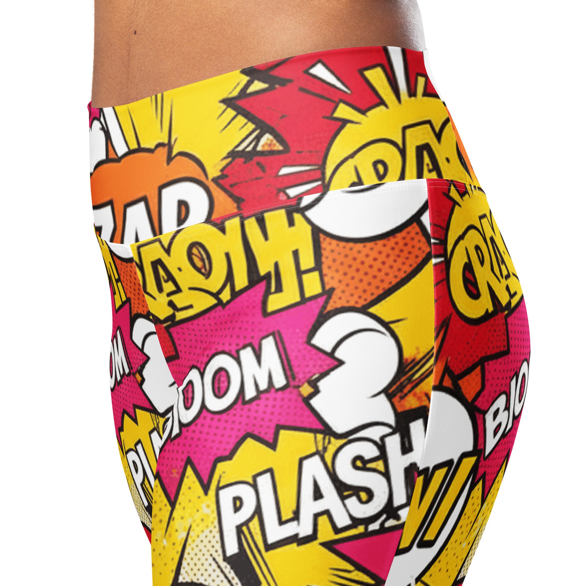 Comic Pop Sunset Orange Flare Leggings | GearBunch