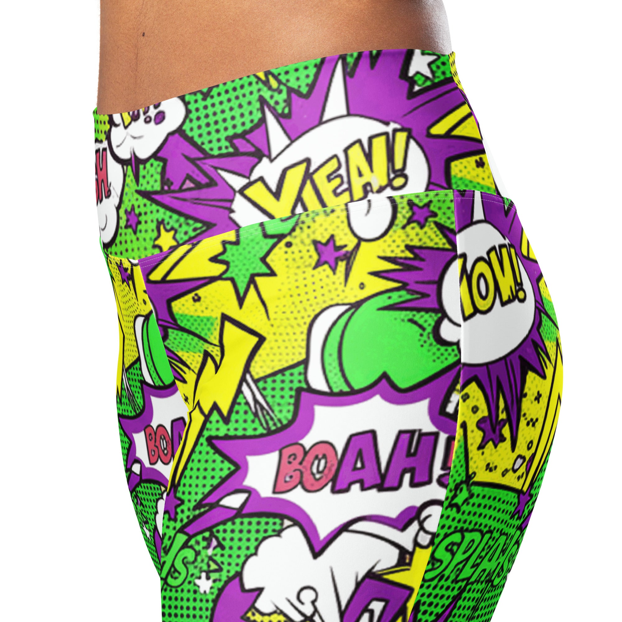 Comic Pop Toxic Green Flare Leggings | GearBunch