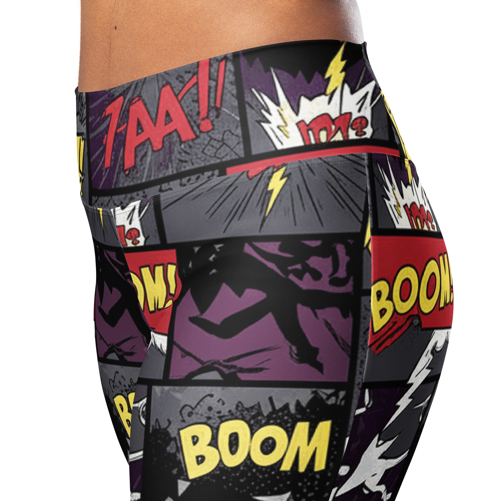 Comic Strip Dark Knight Flare Leggings | GearBunch