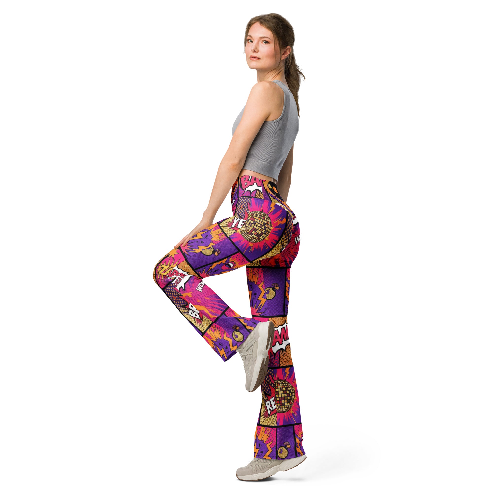 Comic Strip Disco Funk Flare Leggings | GearBunch
