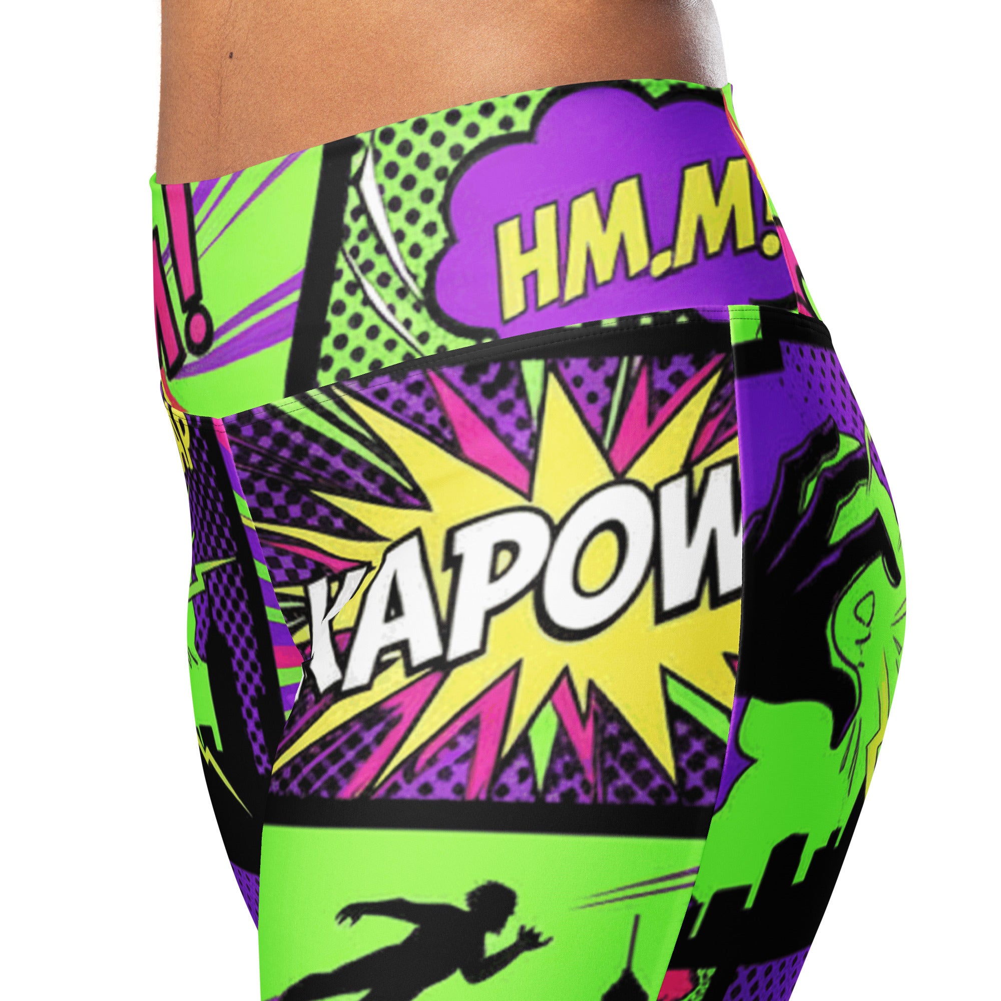 Comic Strip Neon Villain Flare Leggings | GearBunch
