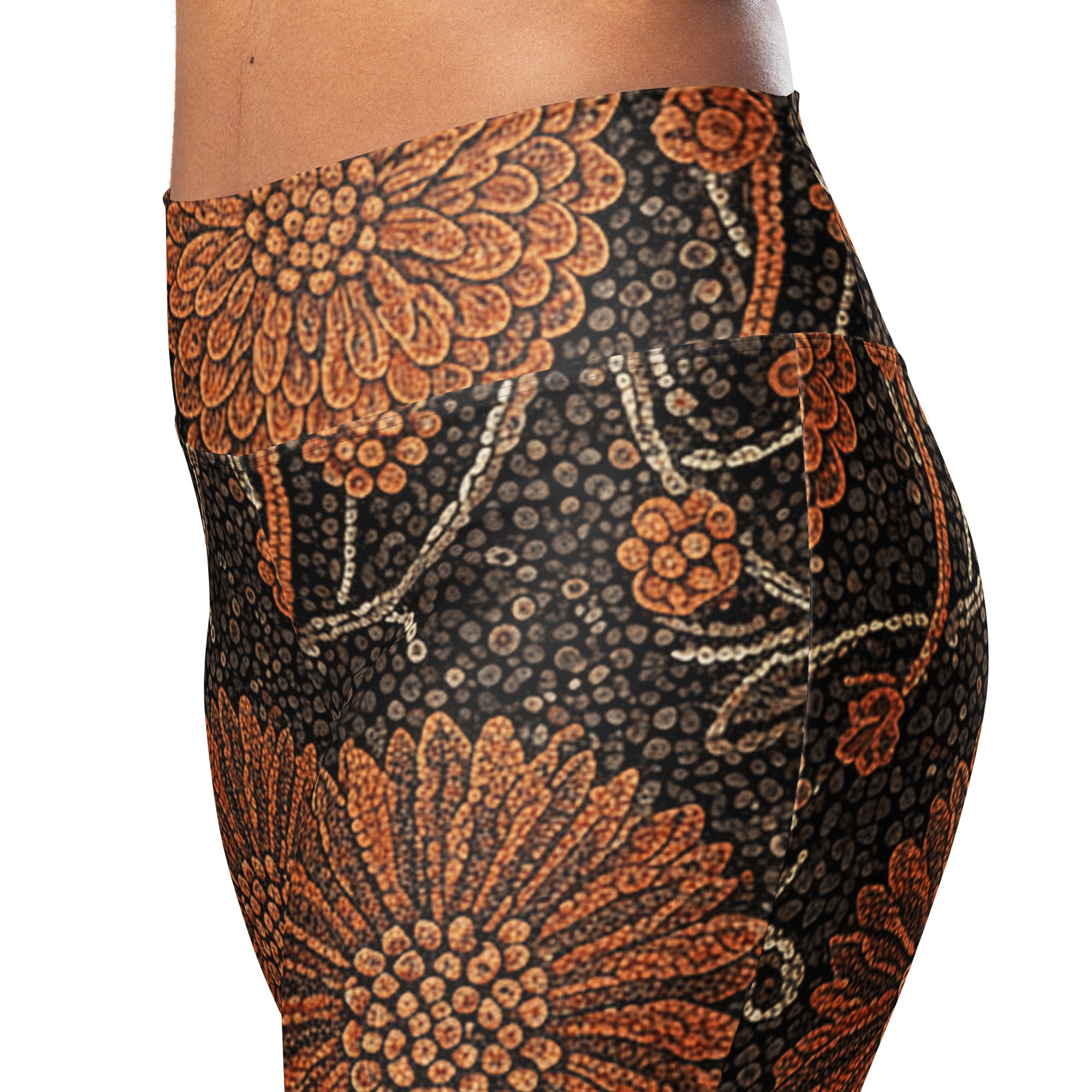 Copper Paillette Baroque Flare Leggings | GearBunch