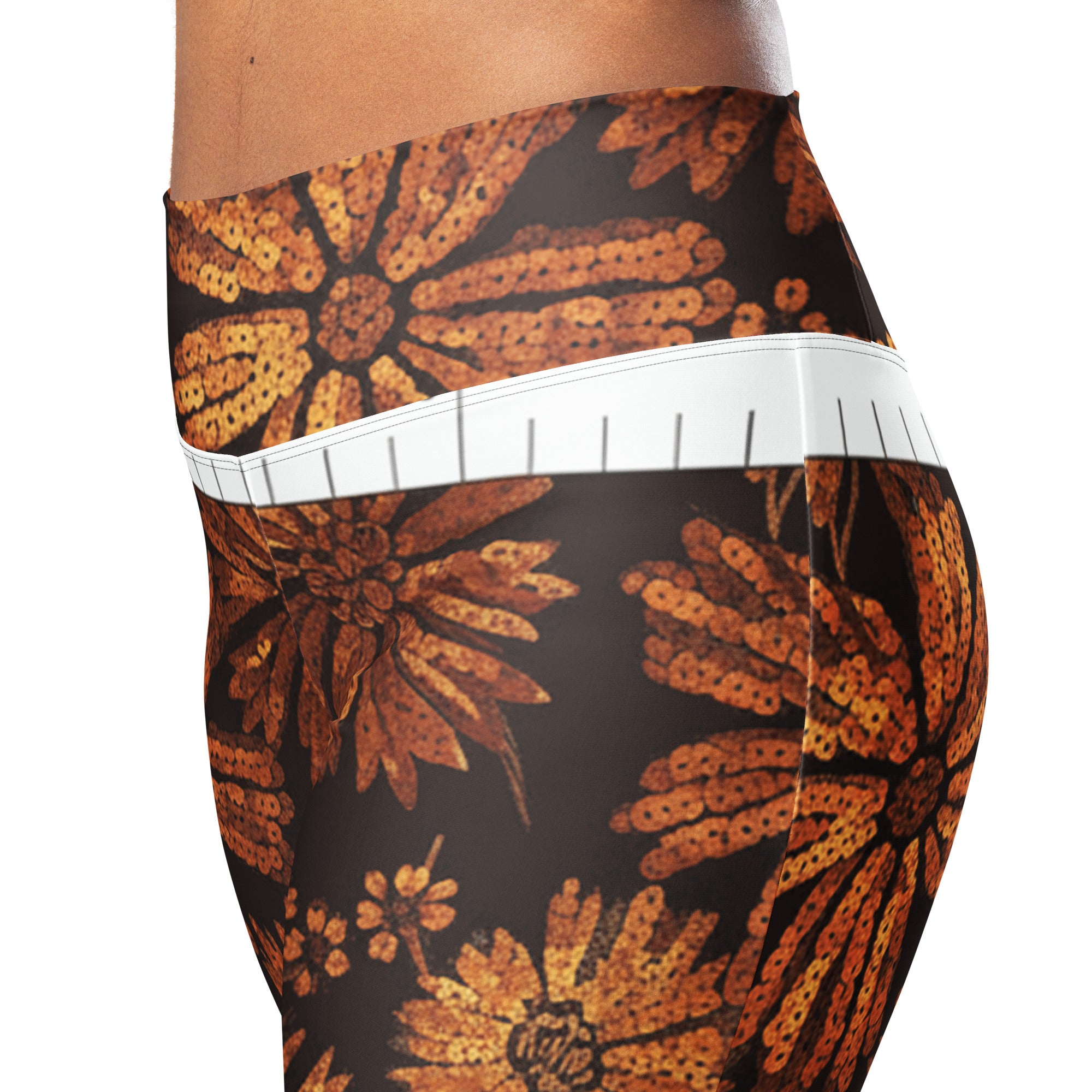 Copper Paillette Wildflower Flare Leggings | GearBunch