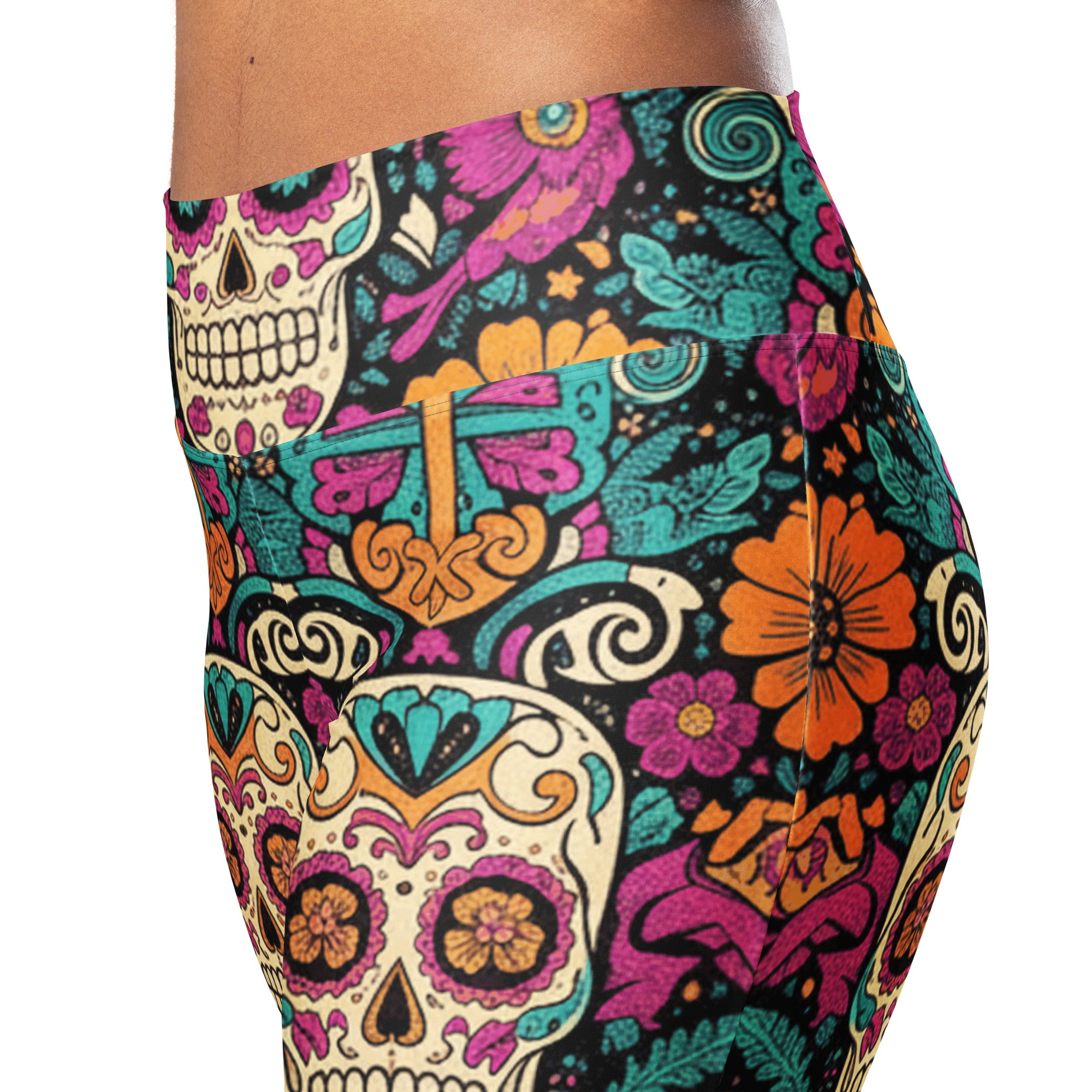 Día de los Muertos Marigold Flare Leggings | GearBunch