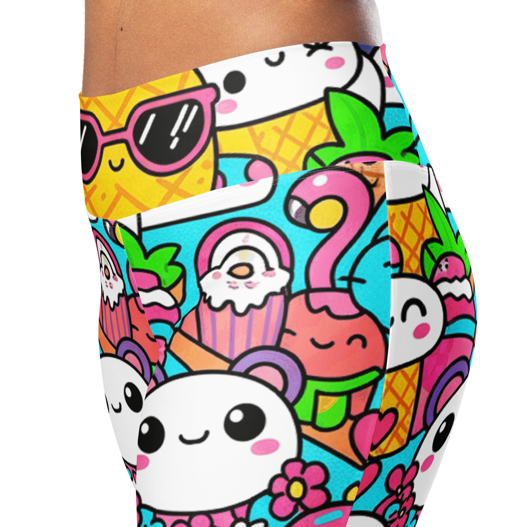 Kawaii Tropical Pineapple Flare Leggings | GearBunch