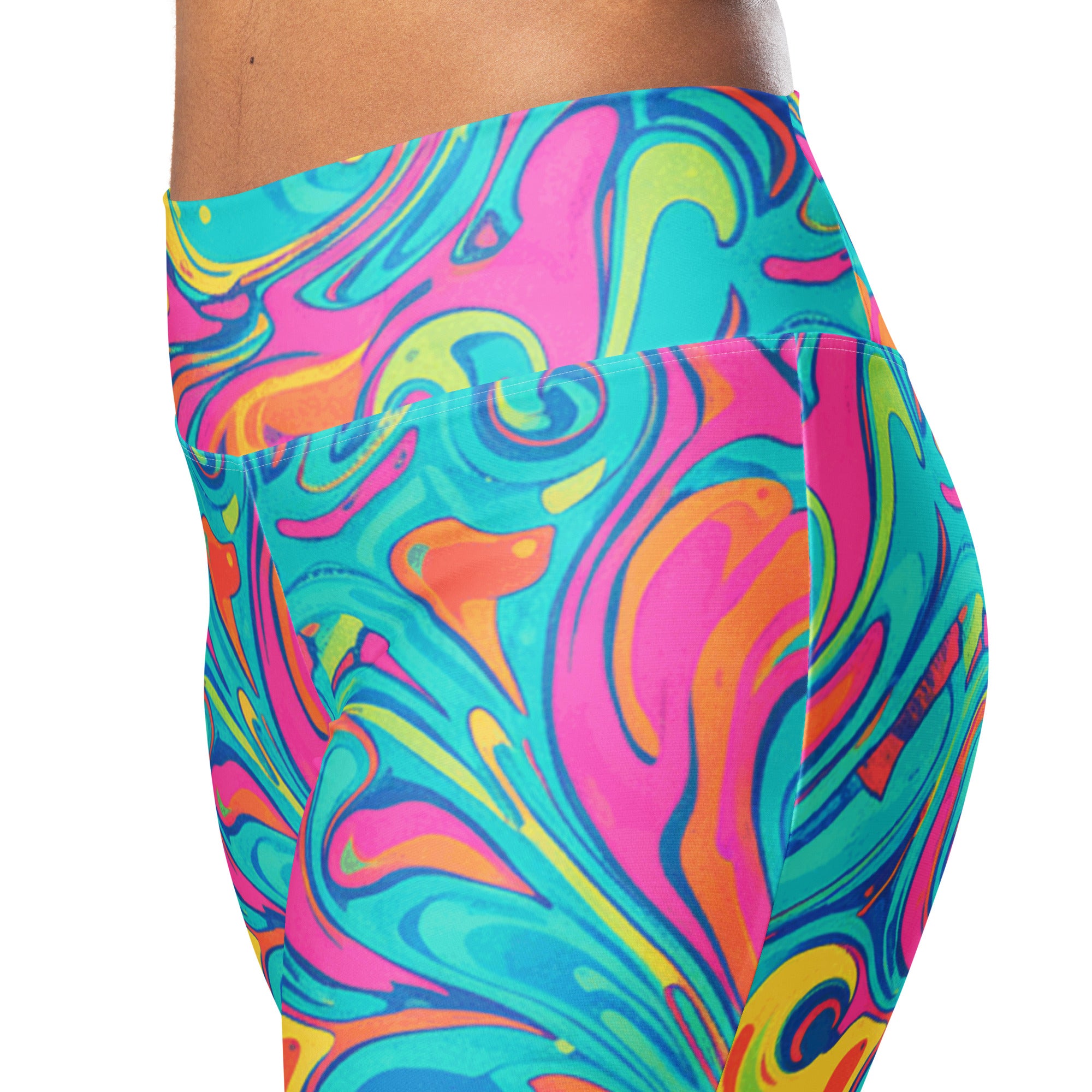 Liquid Marble Tropical Paradise Flare Leggings | GearBunch