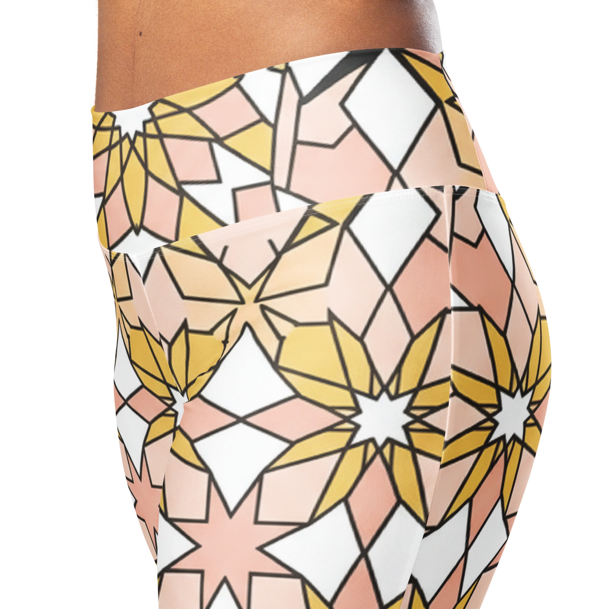 Zellige Blush Gold Flare Leggings | GearBunch