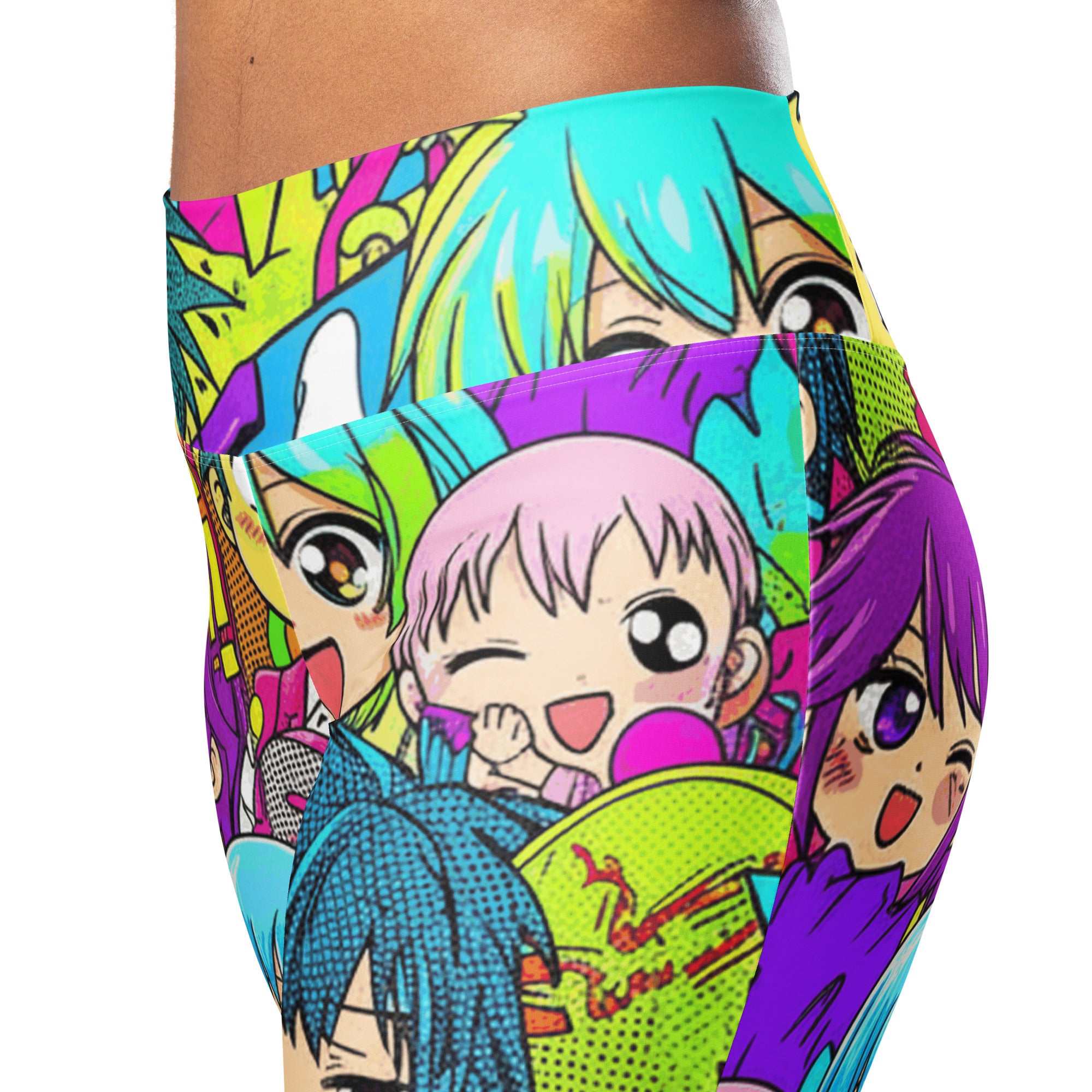 Anime Collage Chibi Party Flare Leggings | GearBunch