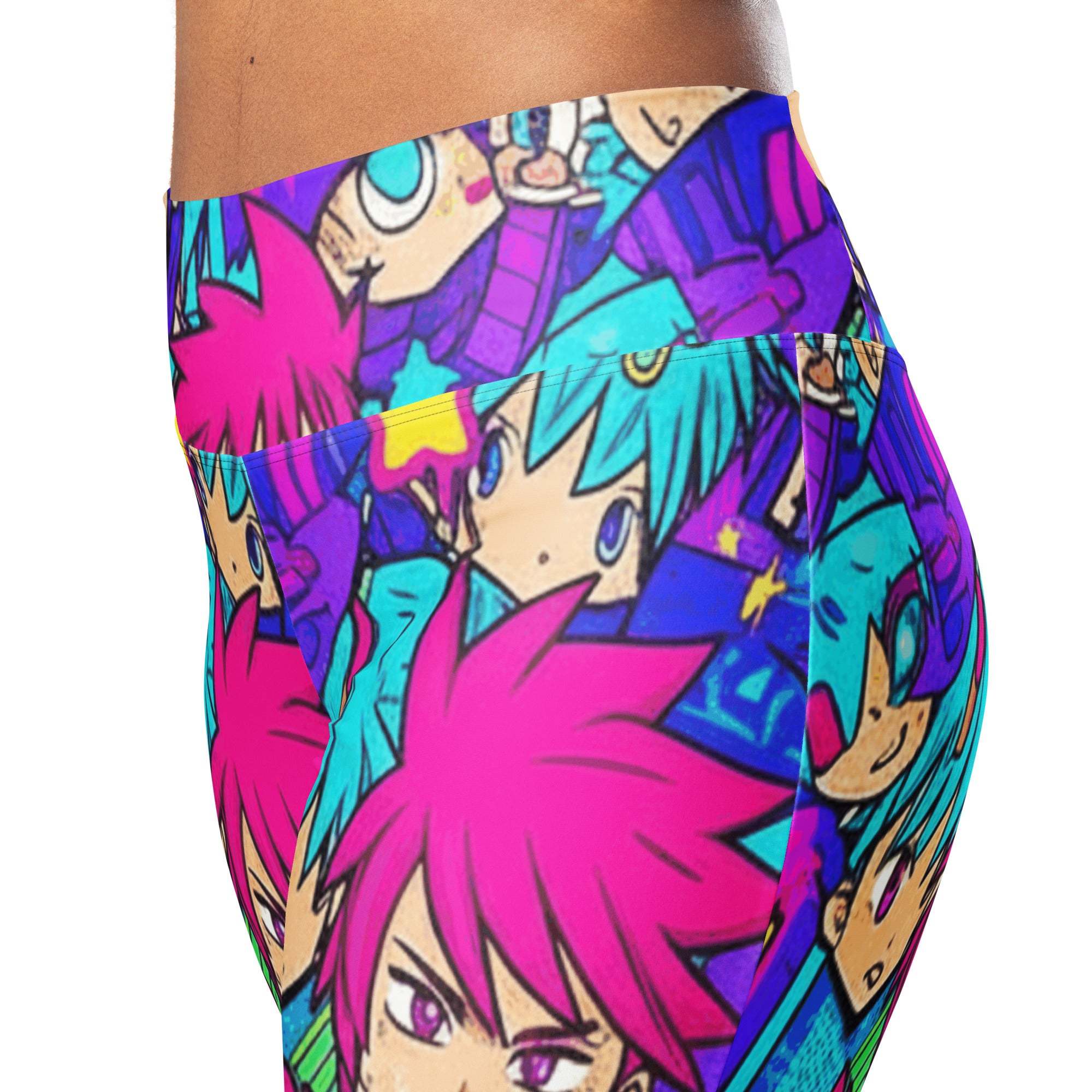 Anime Collage Galaxy Hero Flare Leggings | GearBunch