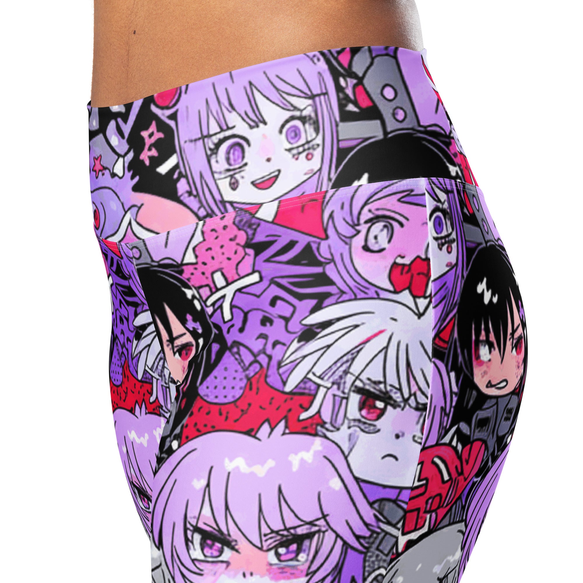 Anime Kawaii Goth Collage Flare Leggings | GearBunch