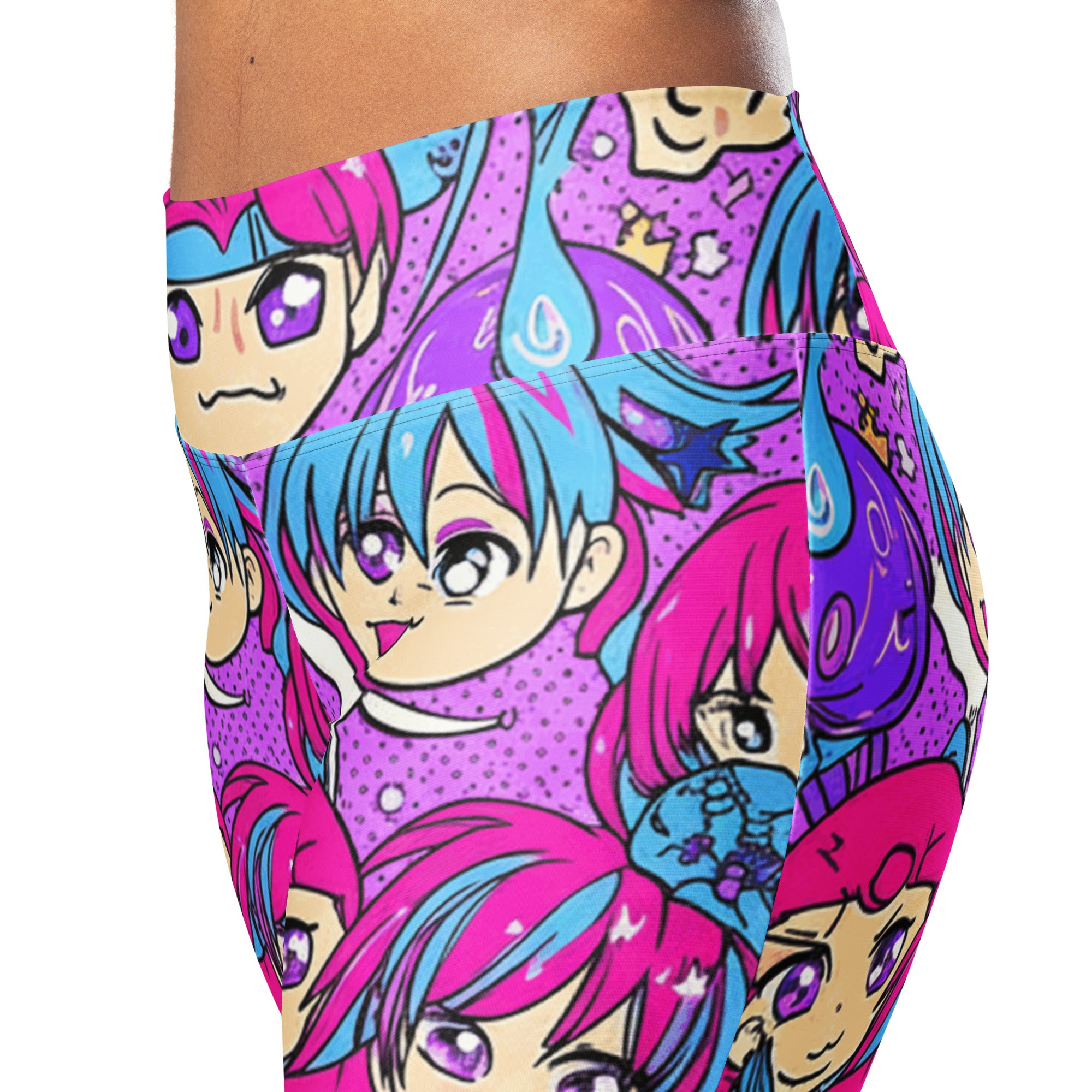 Anime Collage Mecha Pilot Flare Leggings | GearBunch