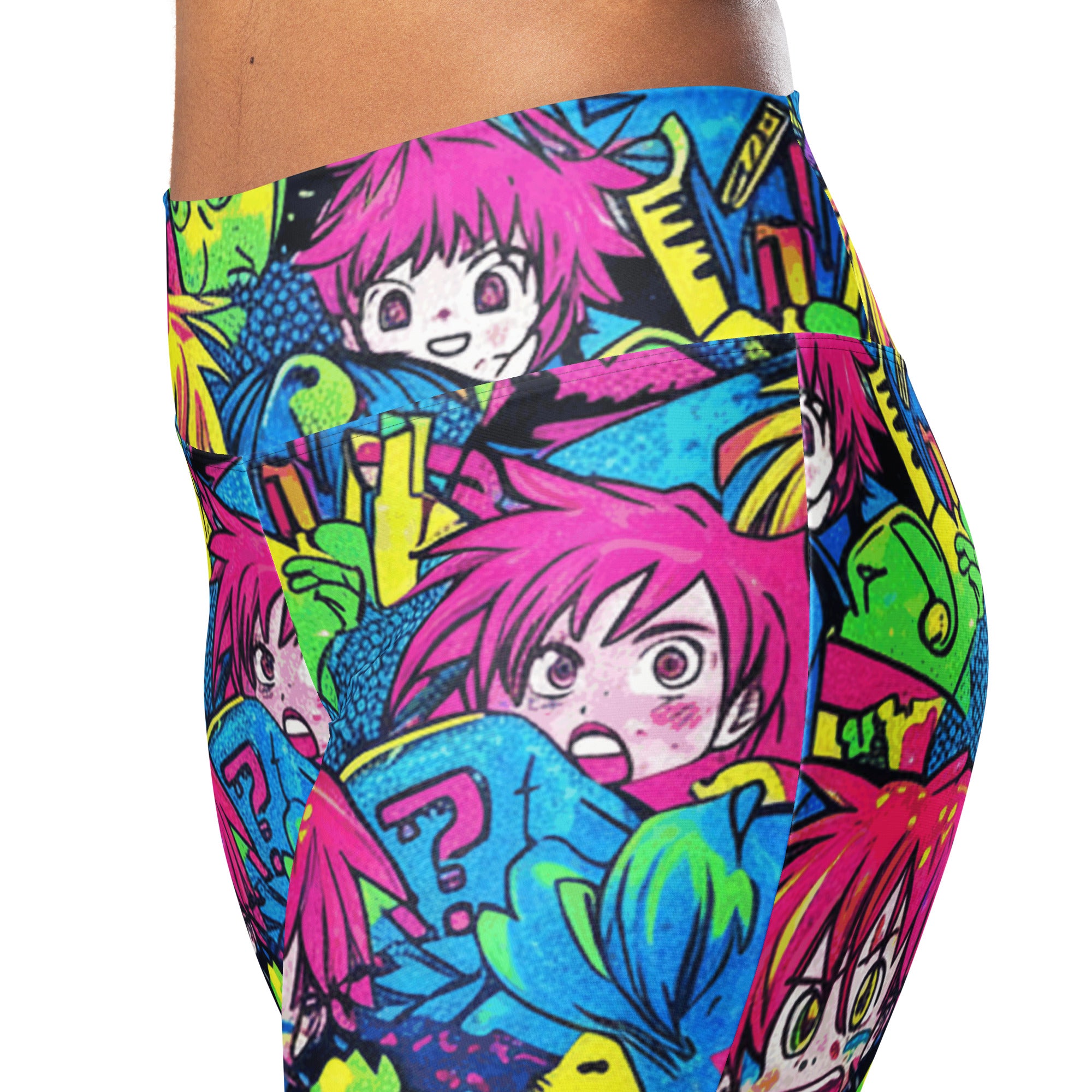 Anime Collage Neon Tokyo Flare Leggings | GearBunch