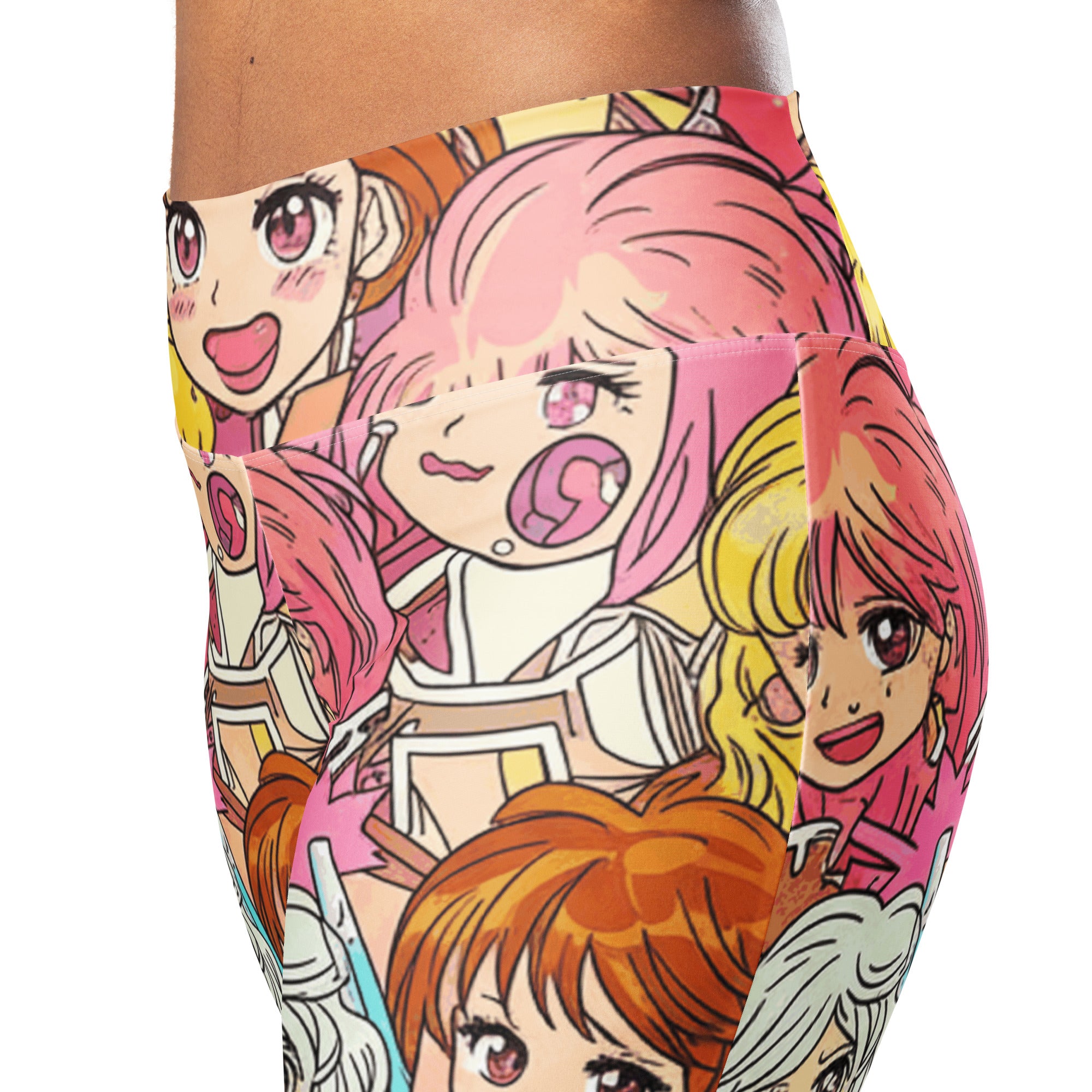 Retro Shojo Anime Collage Flare Leggings | GearBunch