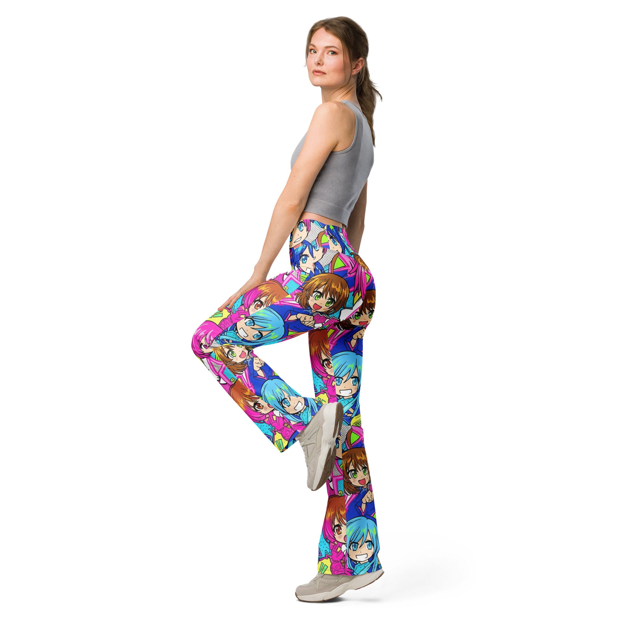 Anime Collage Sakura School Flare Leggings | GearBunch