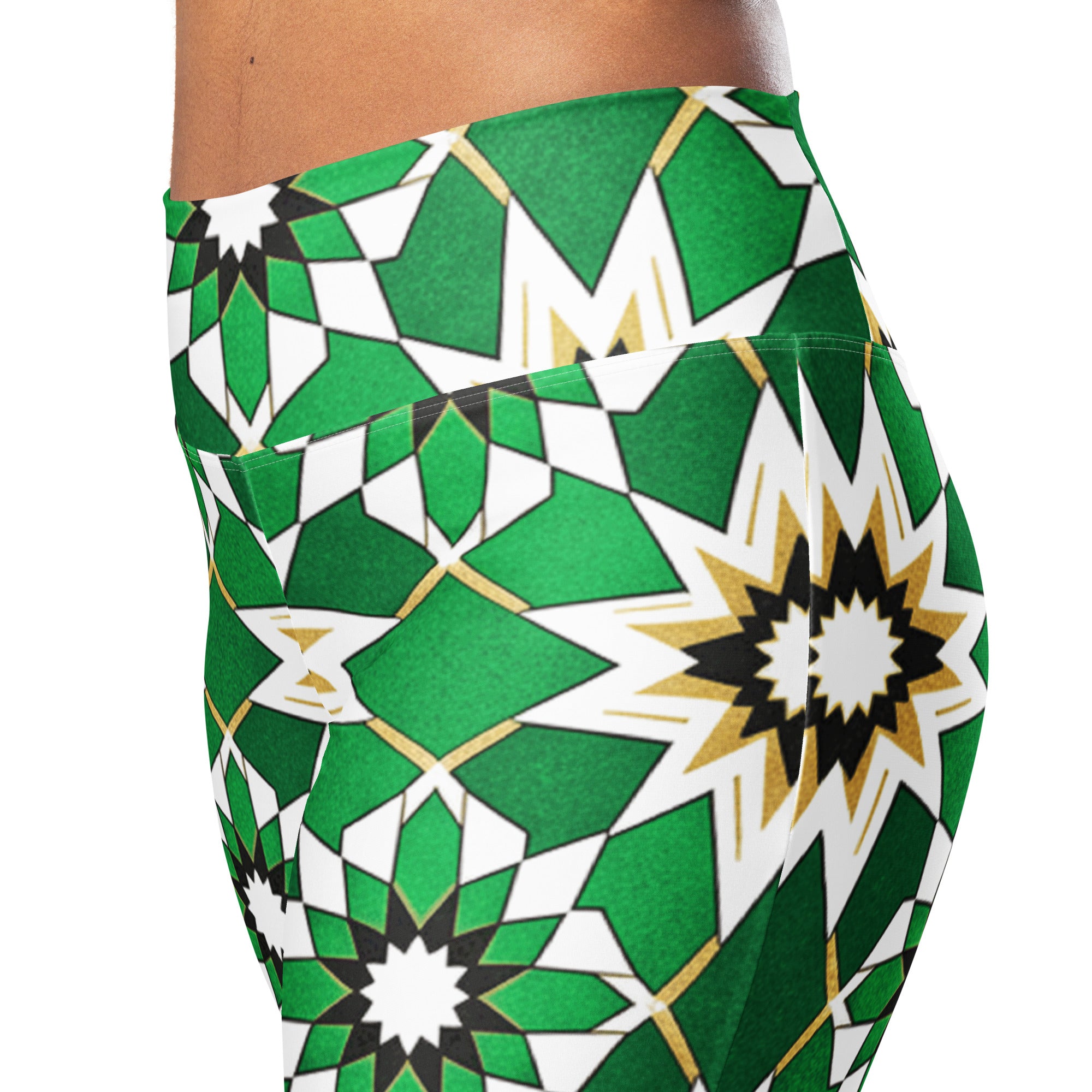 Zellige Emerald Gold Flare Leggings | GearBunch