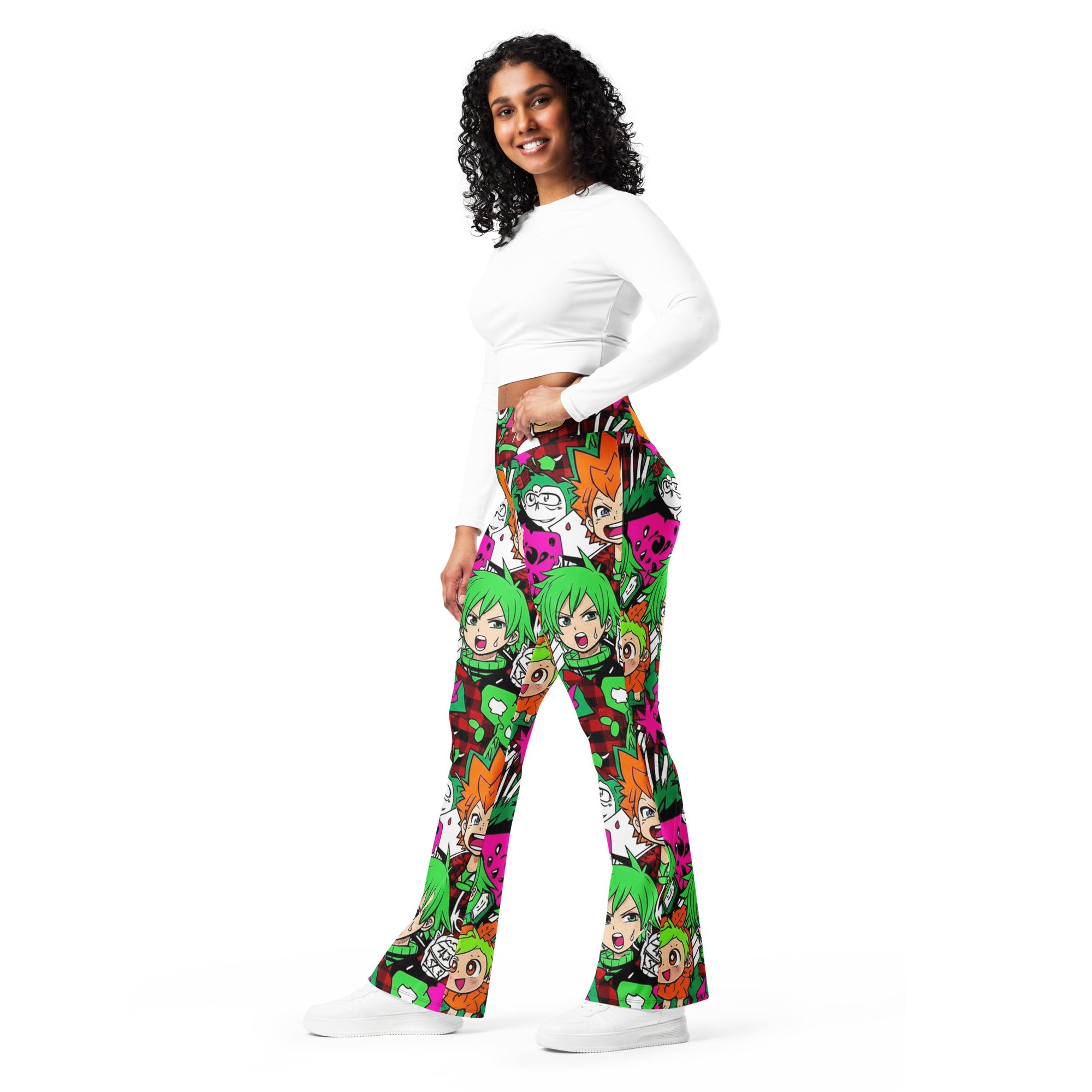 Anime Collage Flare Leggings | GearBunch