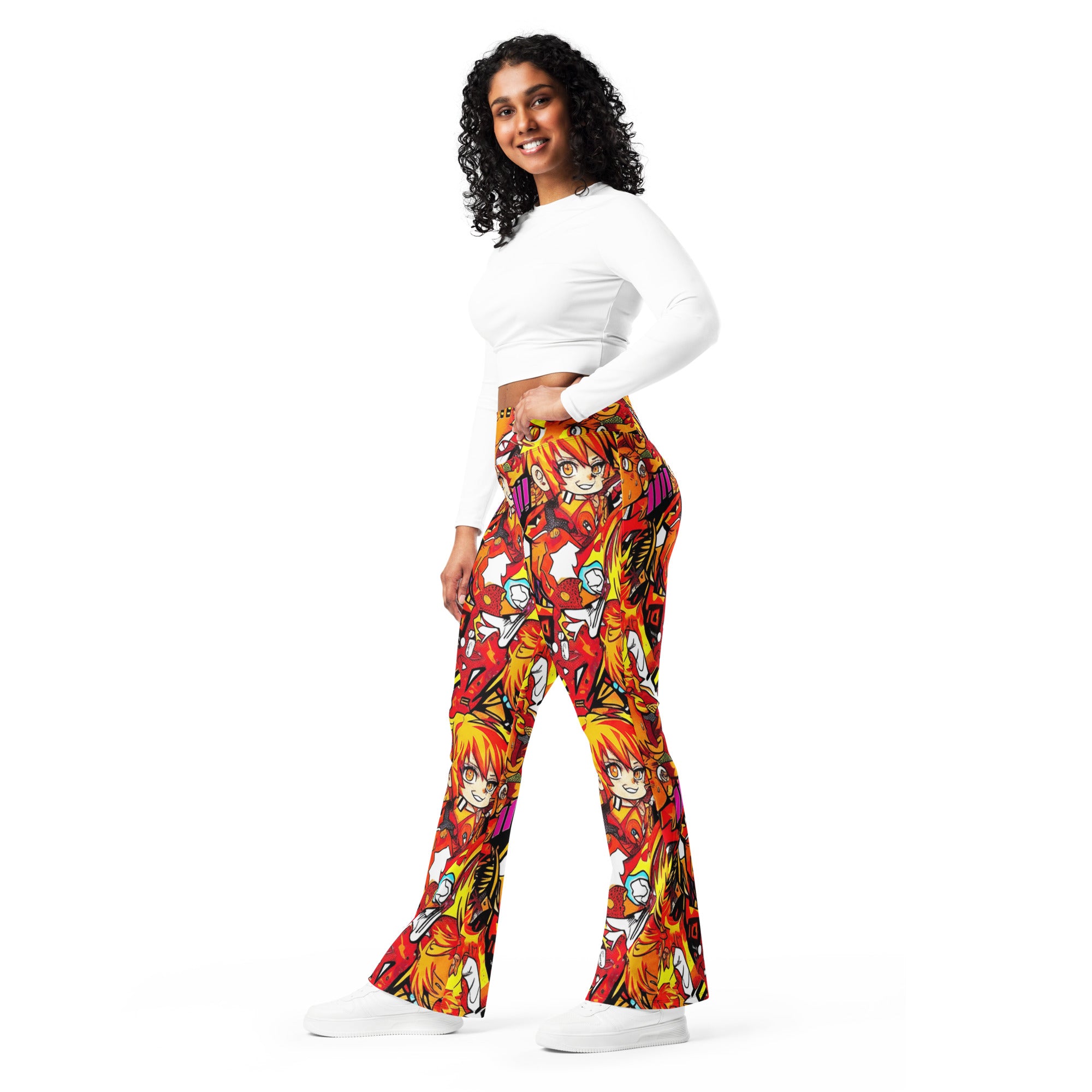 Anime Collage Fire Spirit Flare Leggings | GearBunch