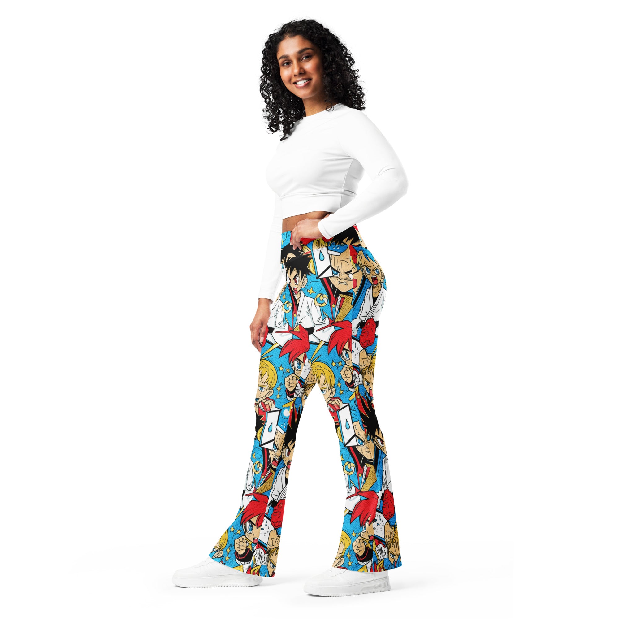 Anime Collage Street Fighter Flare Leggings | GearBunch