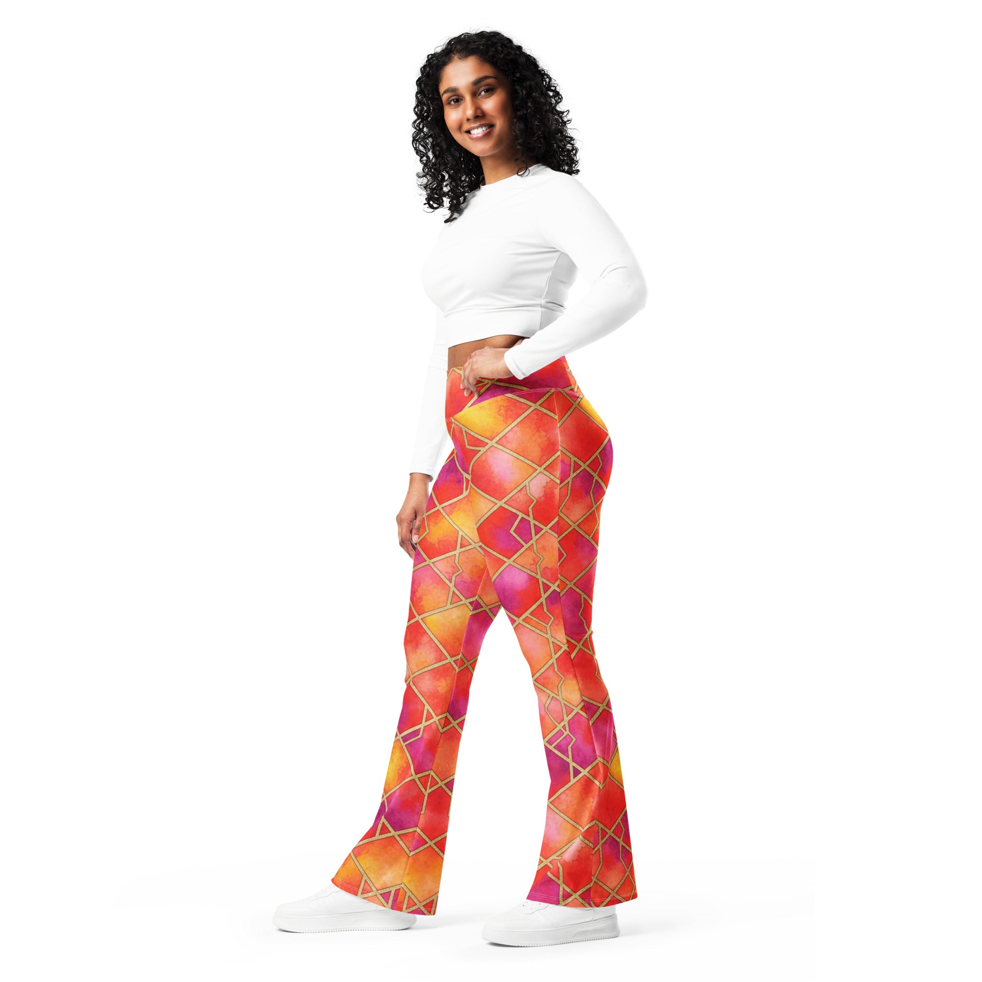 Arabic Fire Opal Flare Leggings | GearBunch