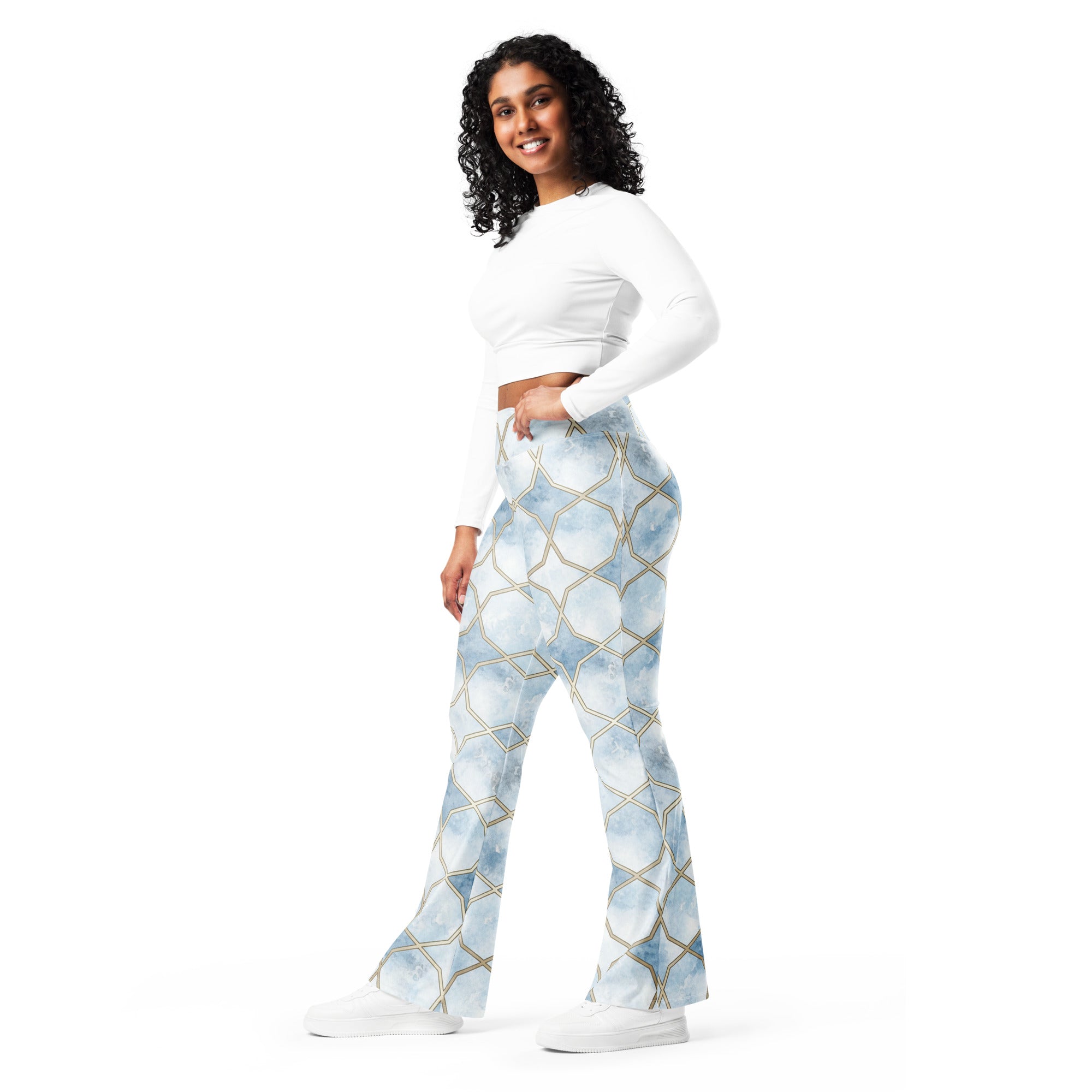 Arabic Ice Crystal Flare Leggings | GearBunch