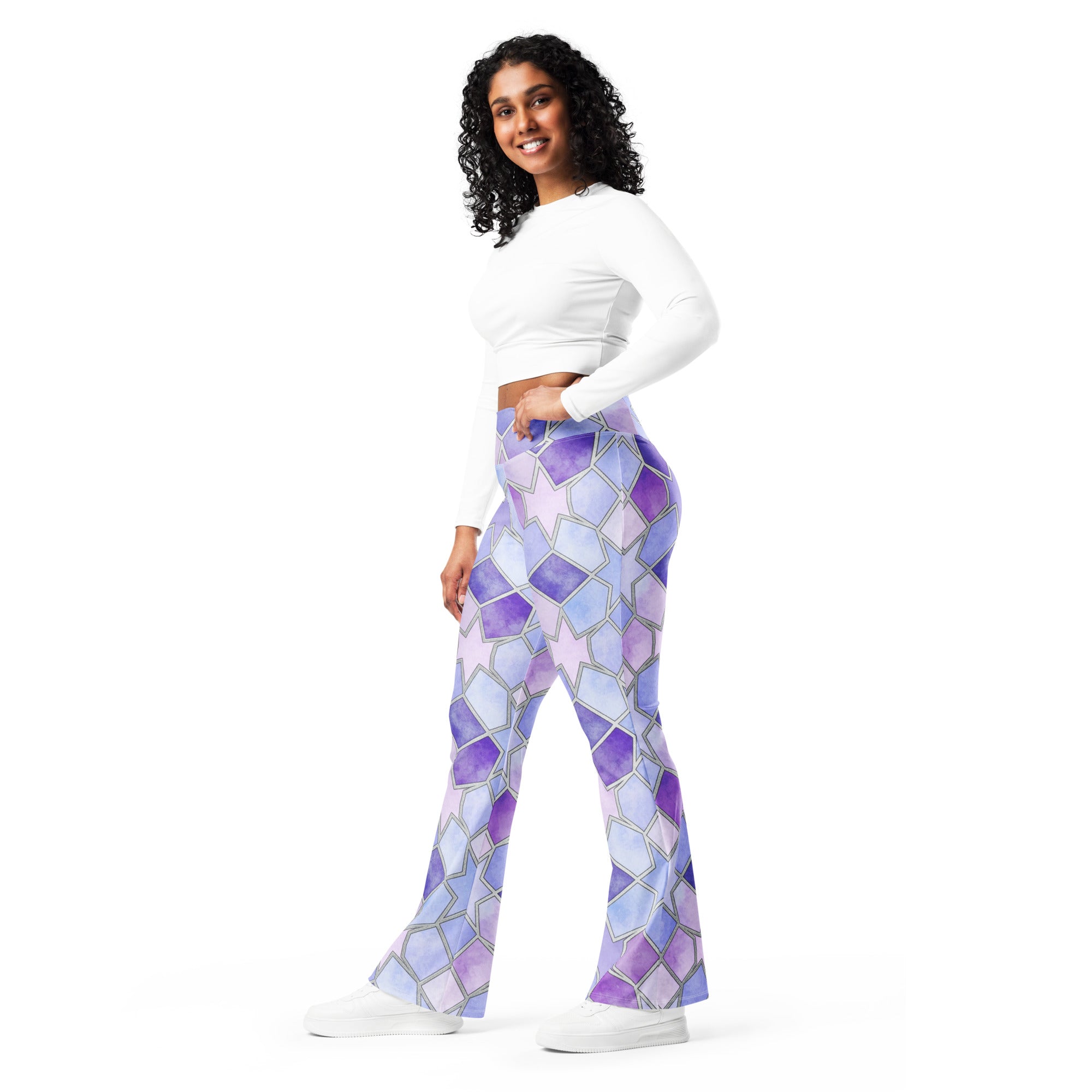 Arabic Lavender Fields Flare Leggings | GearBunch
