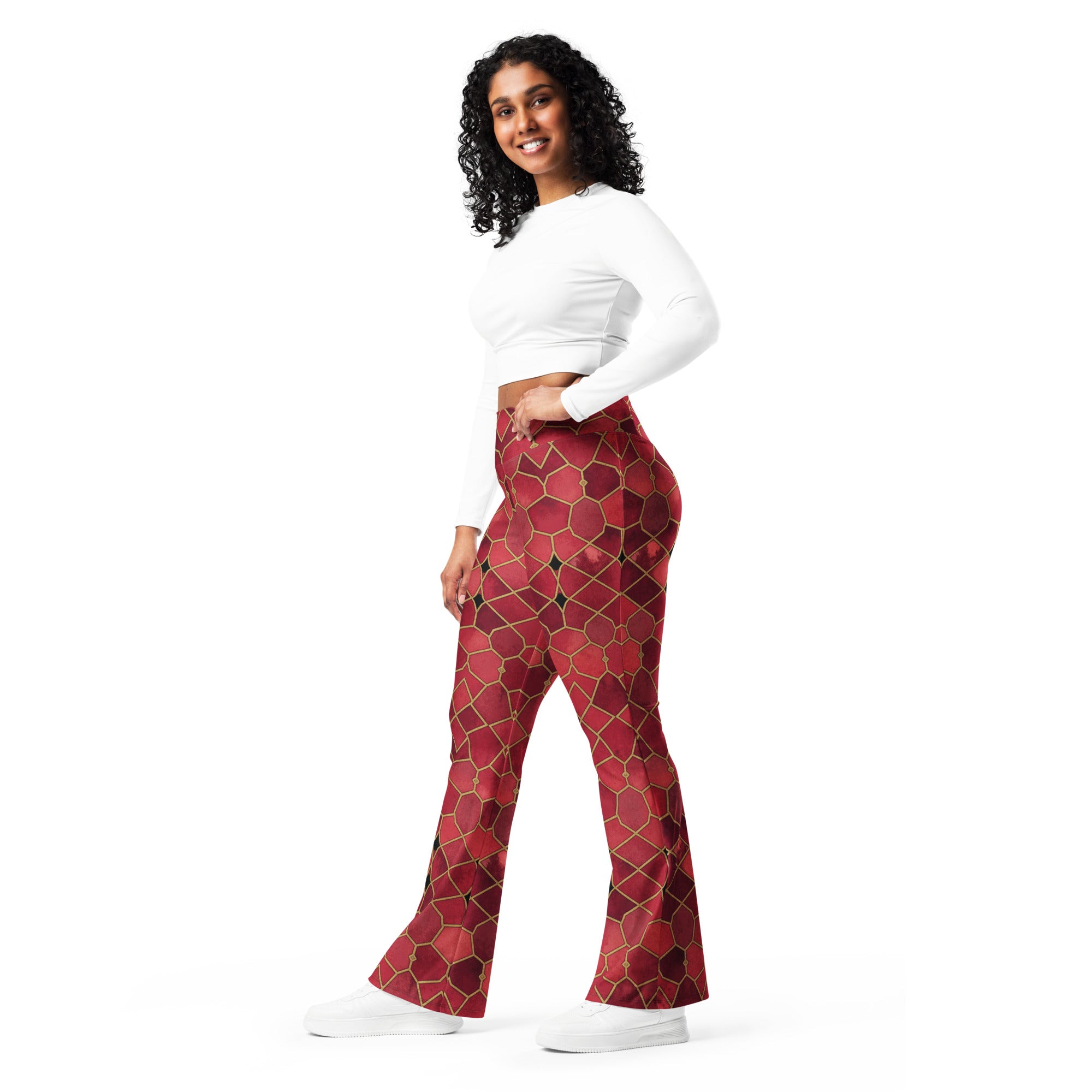 Ruby Gold Arabic Flare Leggings | GearBunch