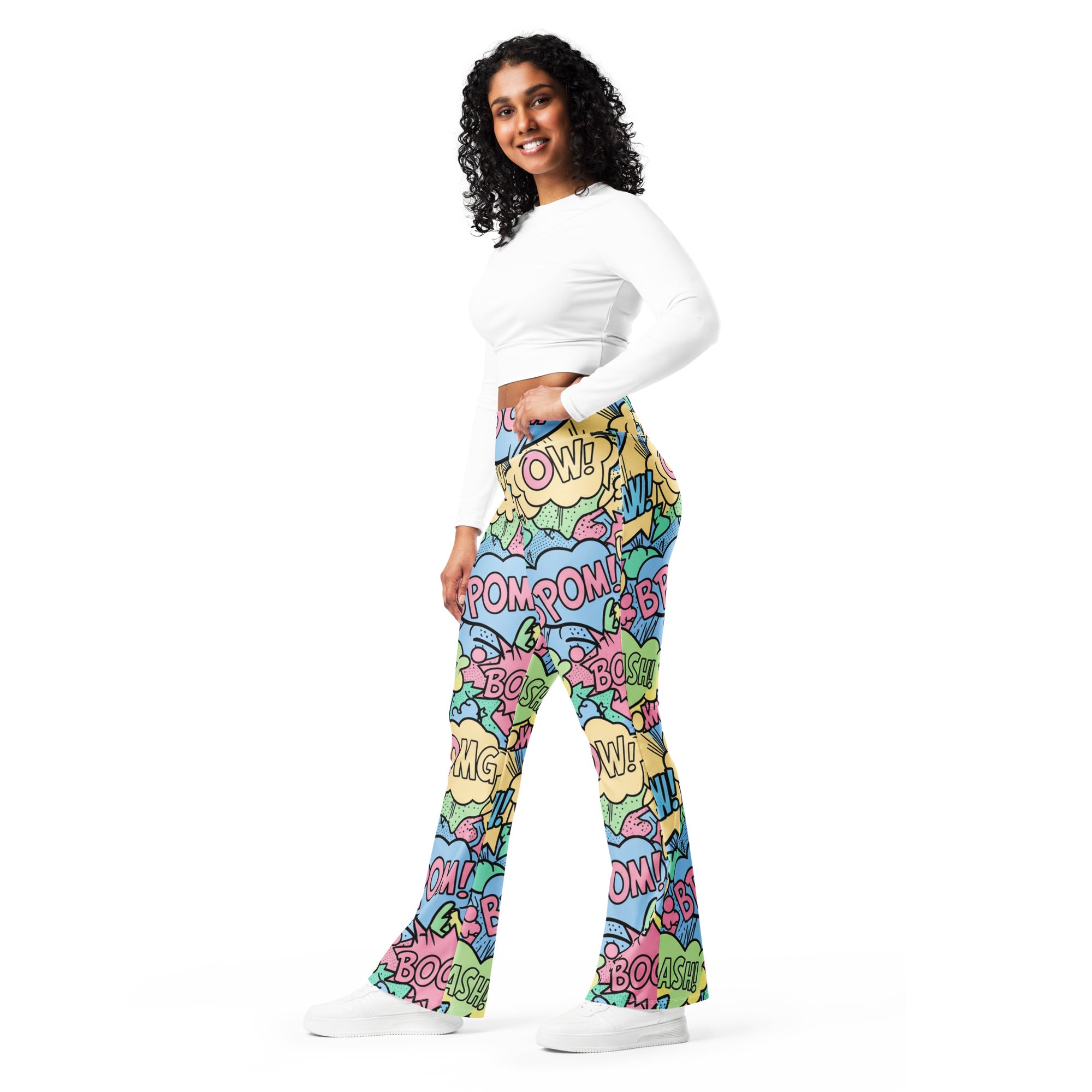 Comic Pop Candy Pastel Flare Leggings | GearBunch