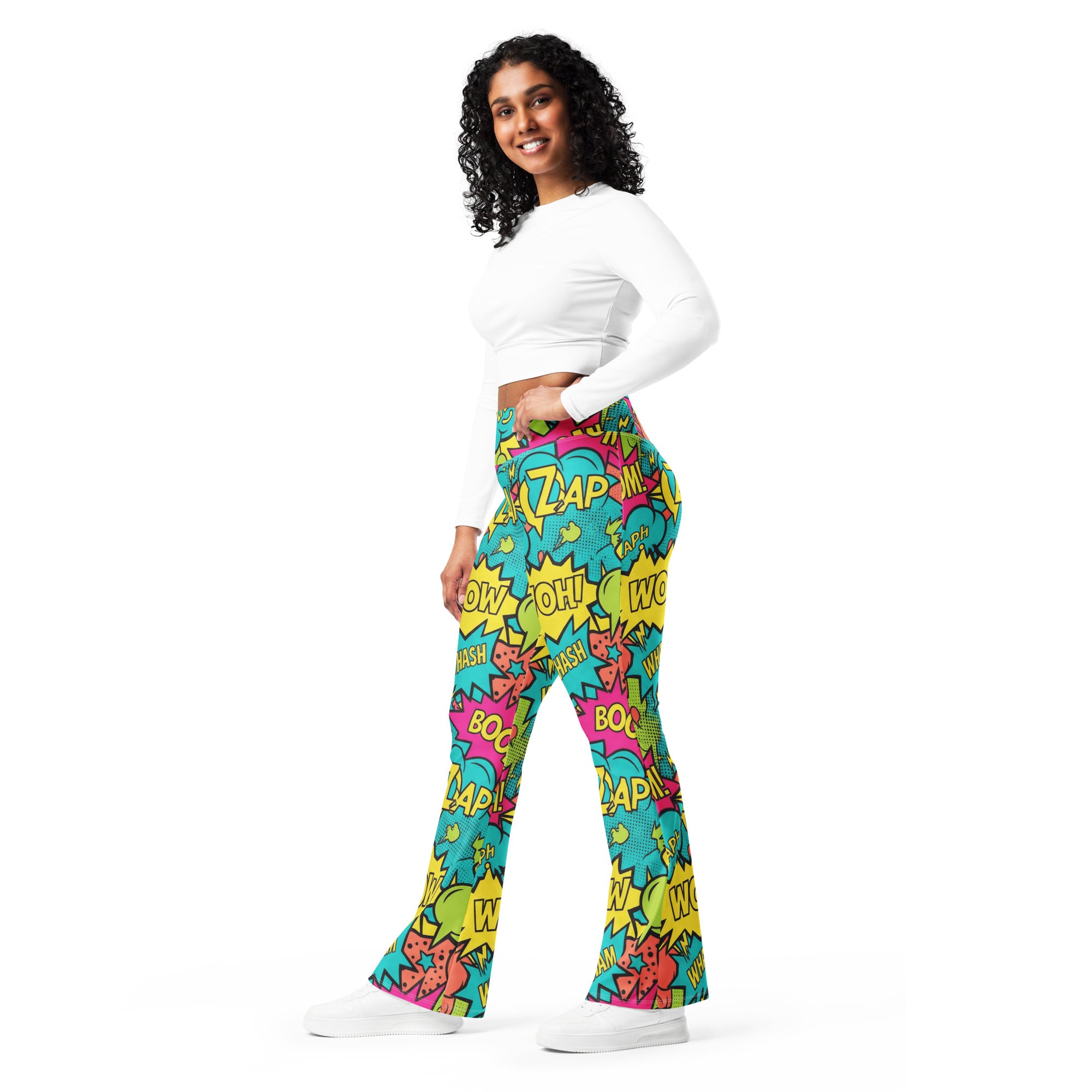 Comic Pop Tropical Flare Leggings | GearBunch