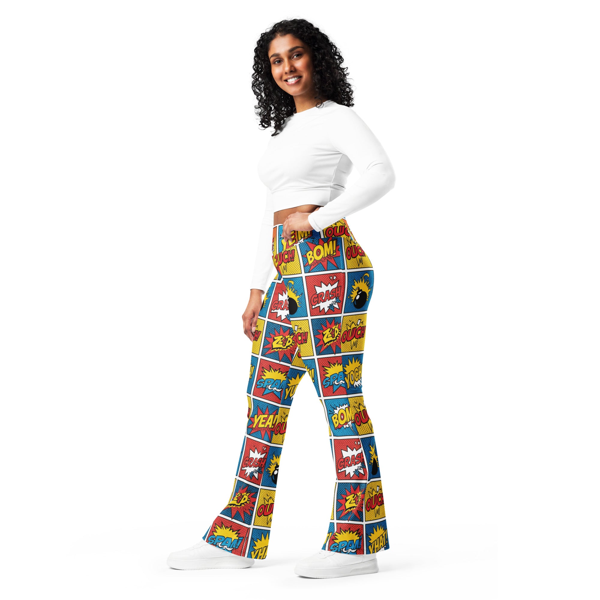 Comic Strip Classic Hero Flare Leggings | GearBunch
