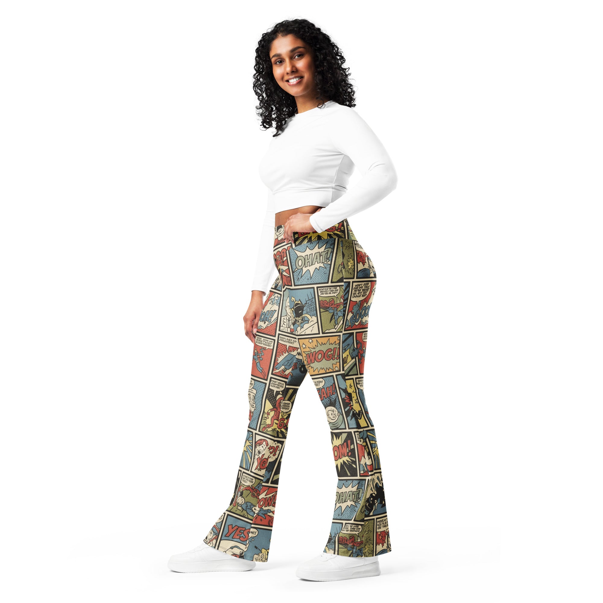 Comic Strip Retro Sunday Flare Leggings | GearBunch