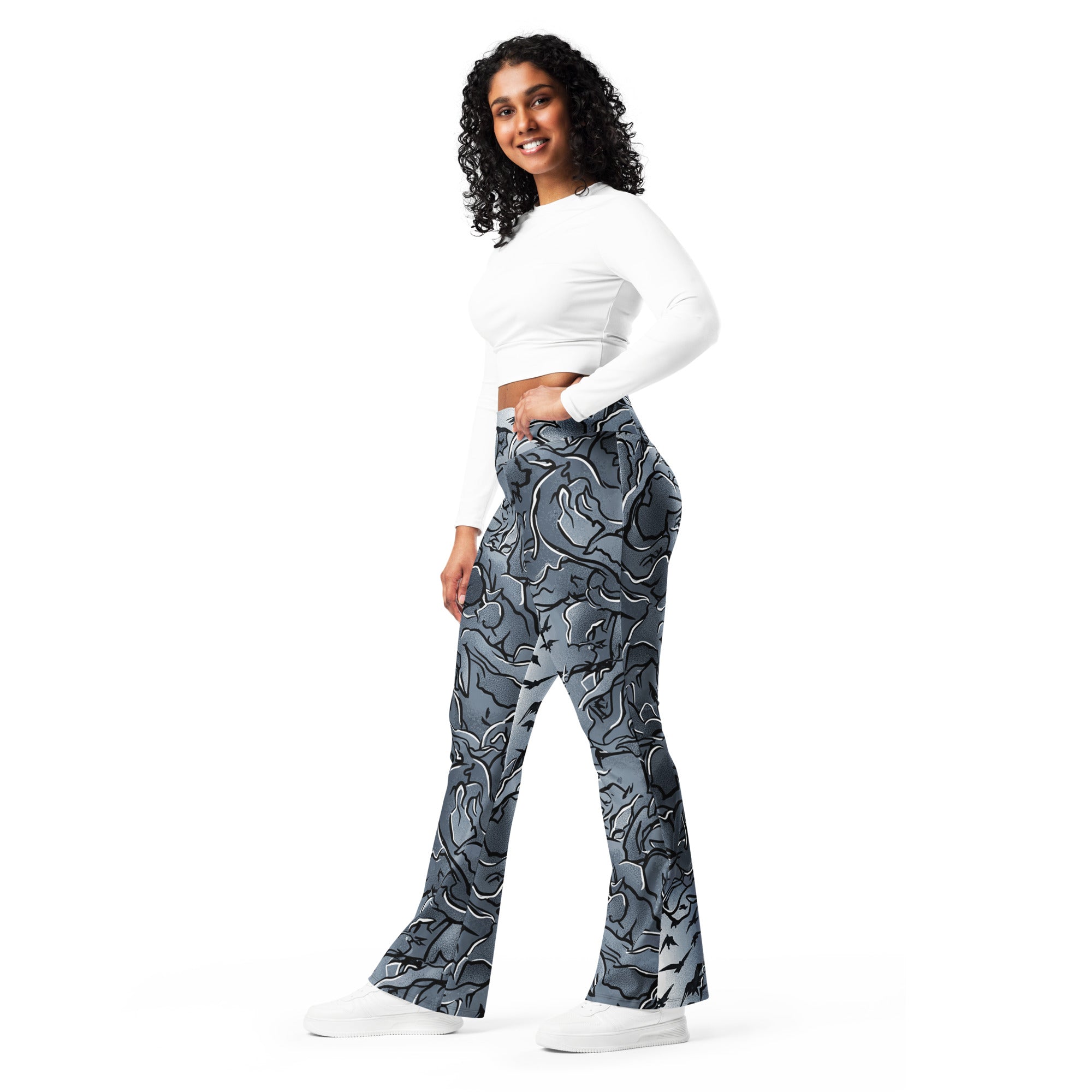 Crow Murmuration Moonlit Flare Leggings | GearBunch