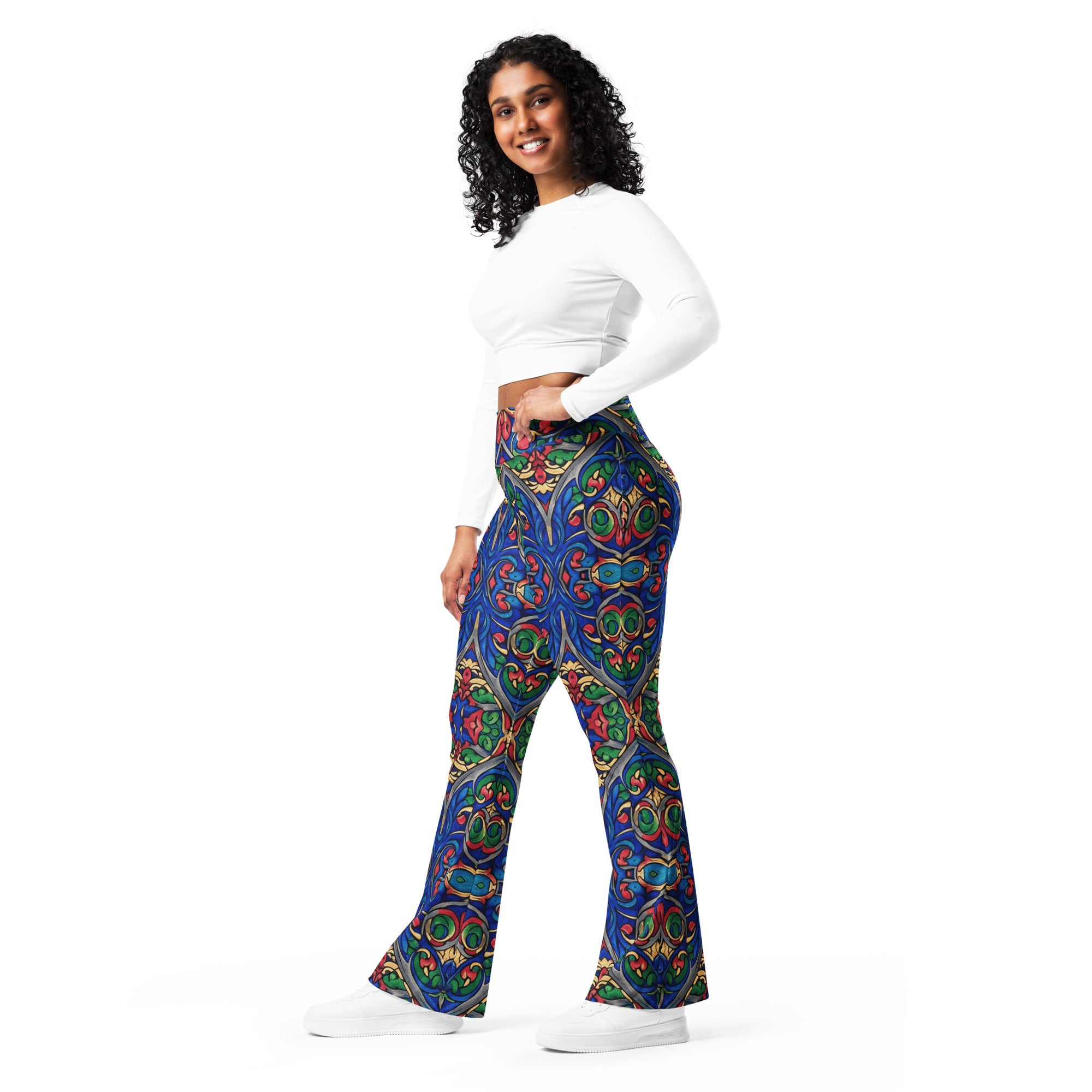 Gothic Cathedral Stained Glass Flare Leggings | GearBunch