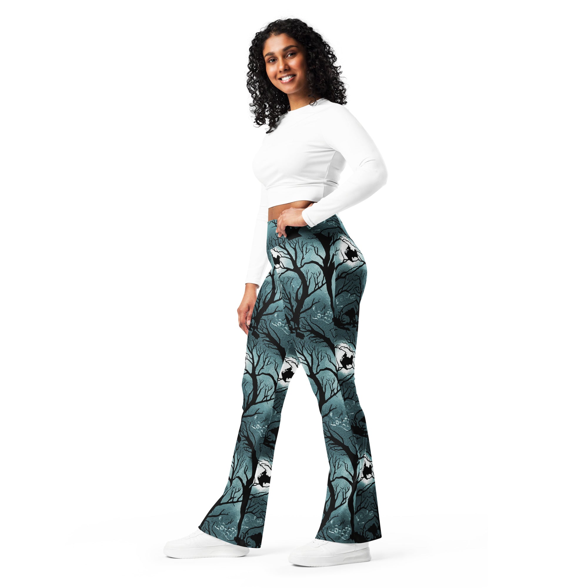 Haunted Forest Silhouette Flare Leggings | GearBunch