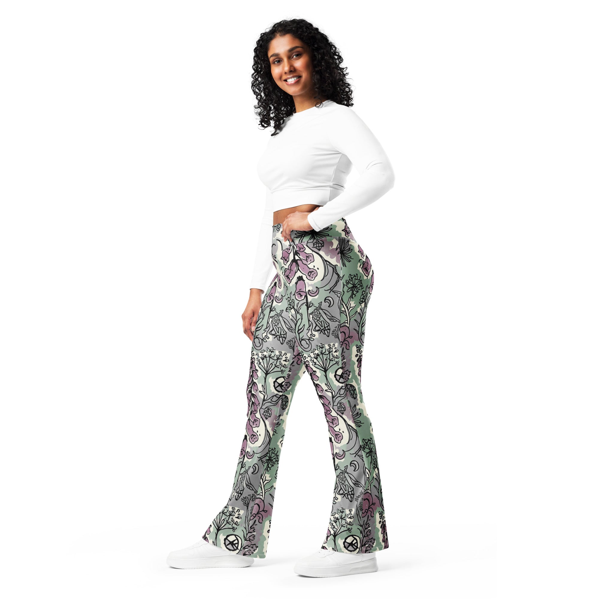 Hemlock and Foxglove Goth Flare Leggings | GearBunch