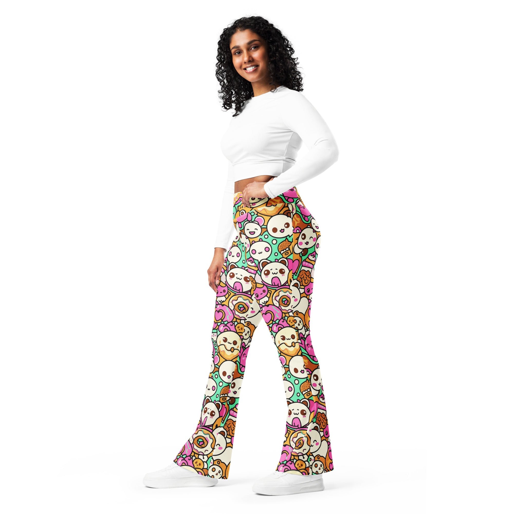 Kawaii Coffee Break Flare Leggings | GearBunch